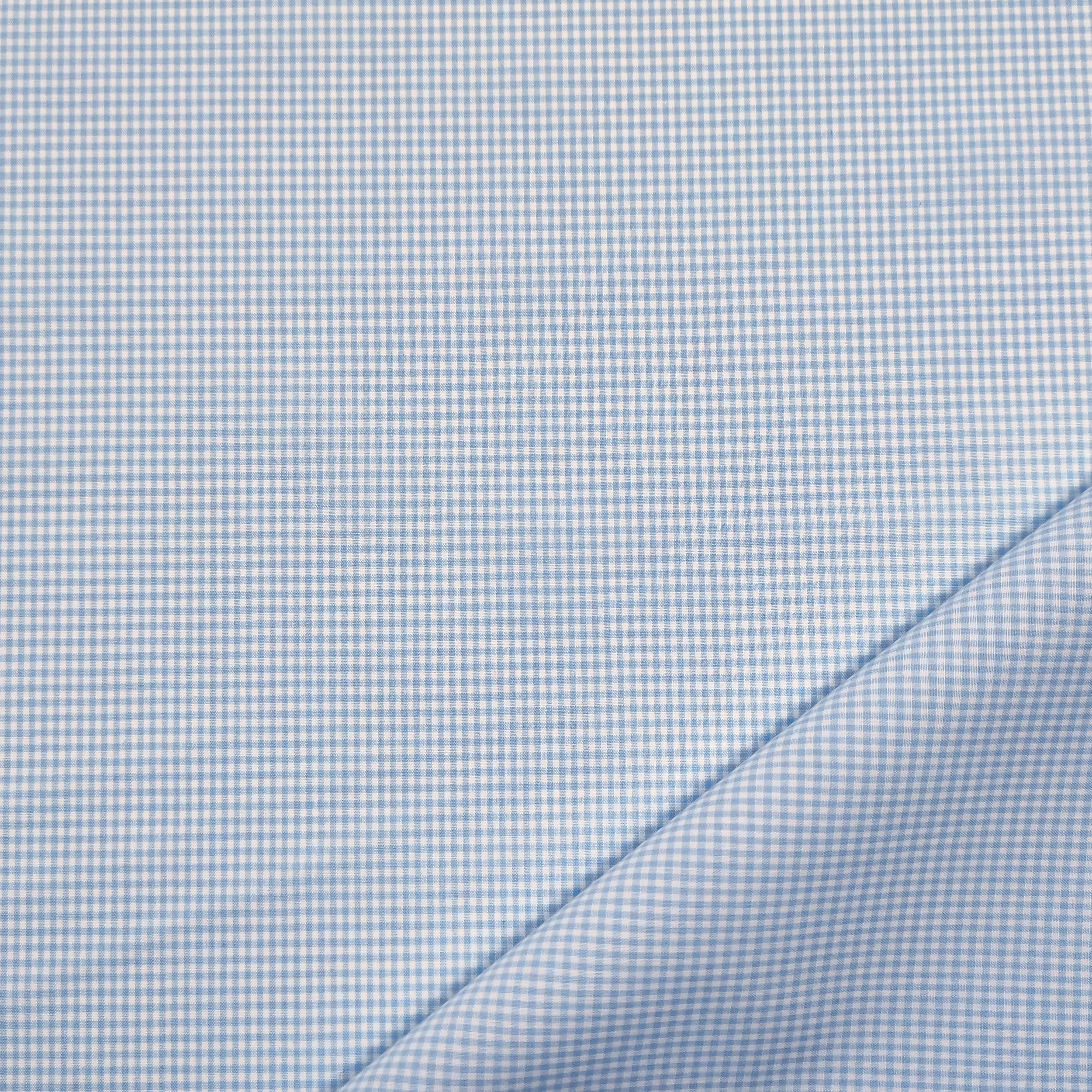 Hellblaue Micro Check Baumwolle für Hemden