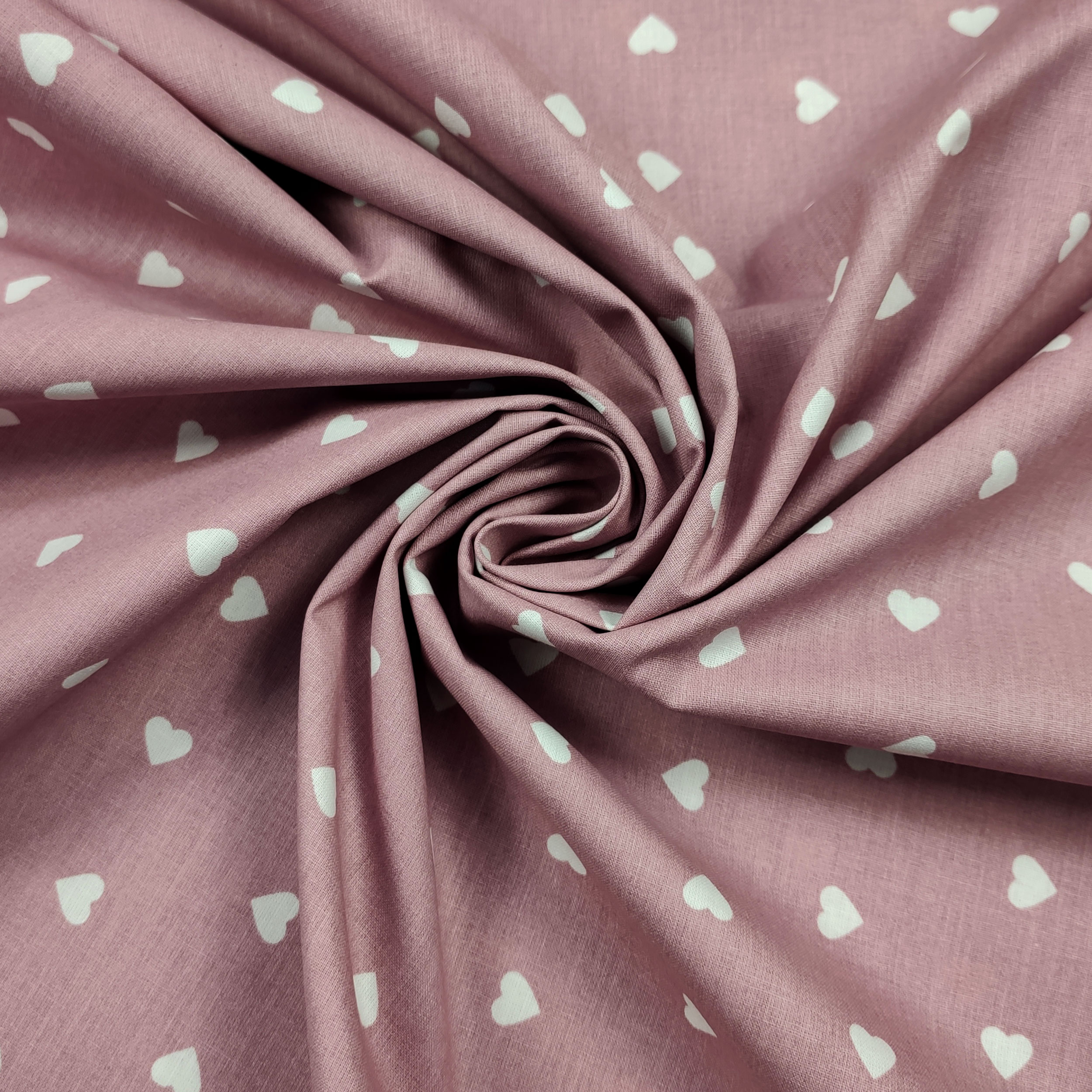Printed Cotton with White Hearts - Colored Background  Image