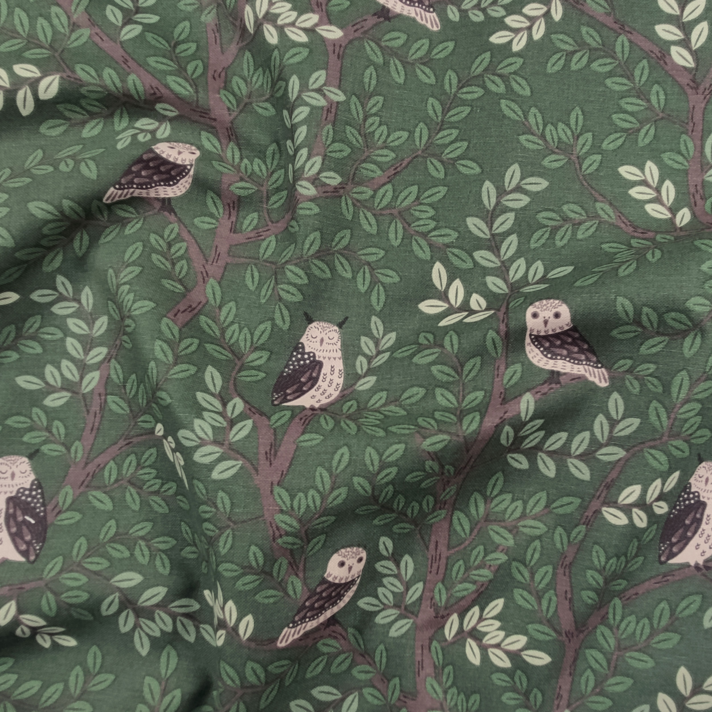 Tissu Panama Motif forêt de hiboux Image