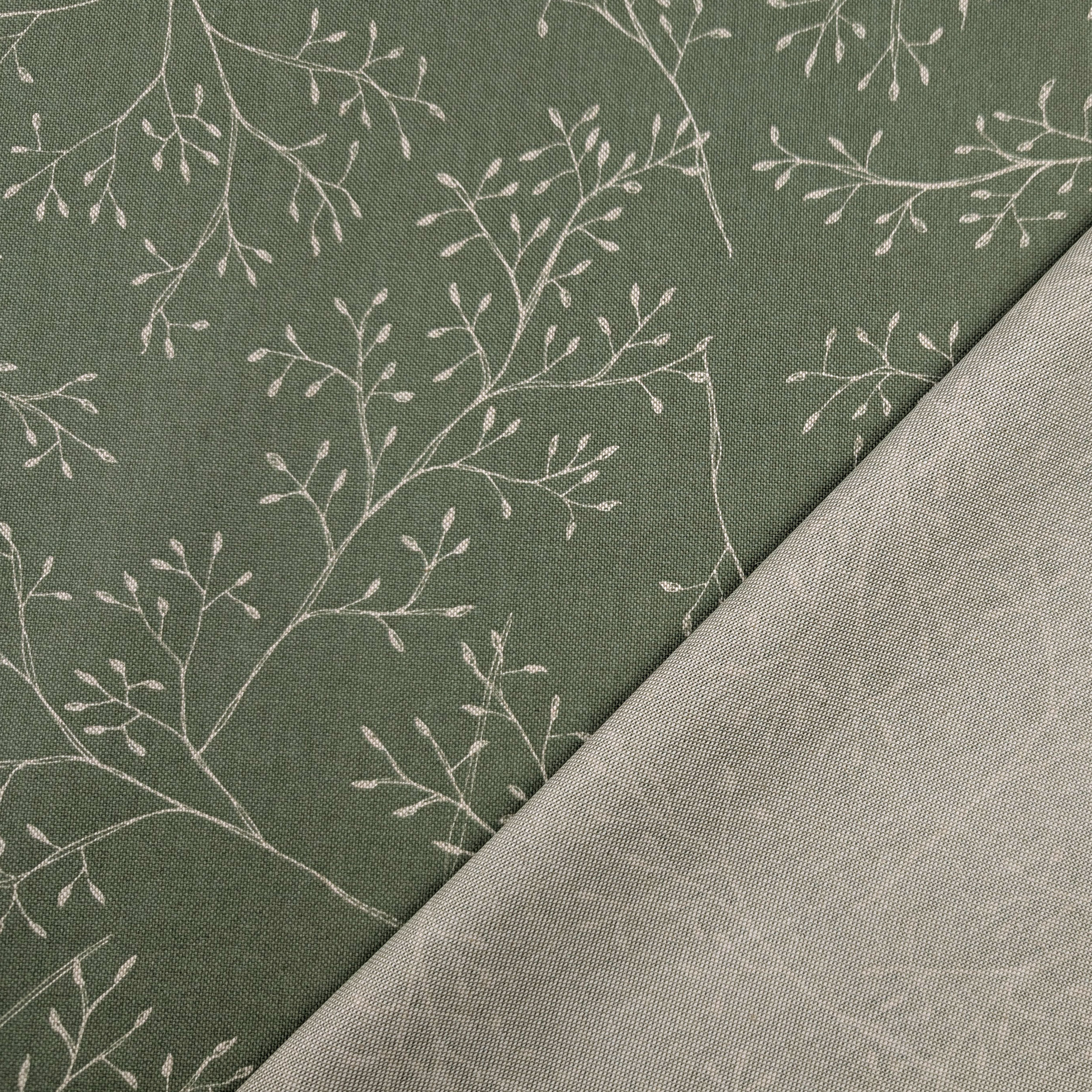 Panama Fabric Branches Green Background Image