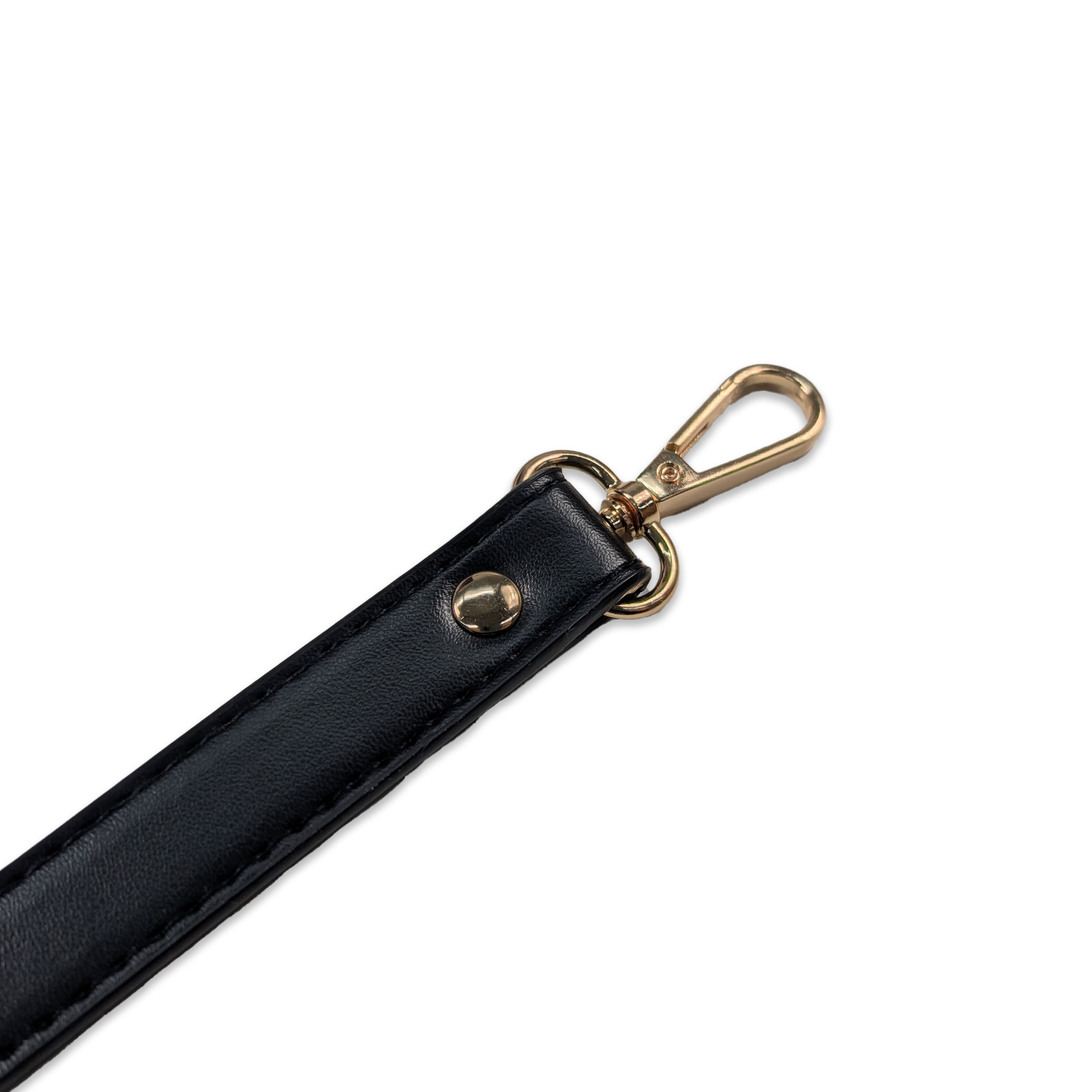 Poignée noire pour sacs avec mousquetons dorés Image