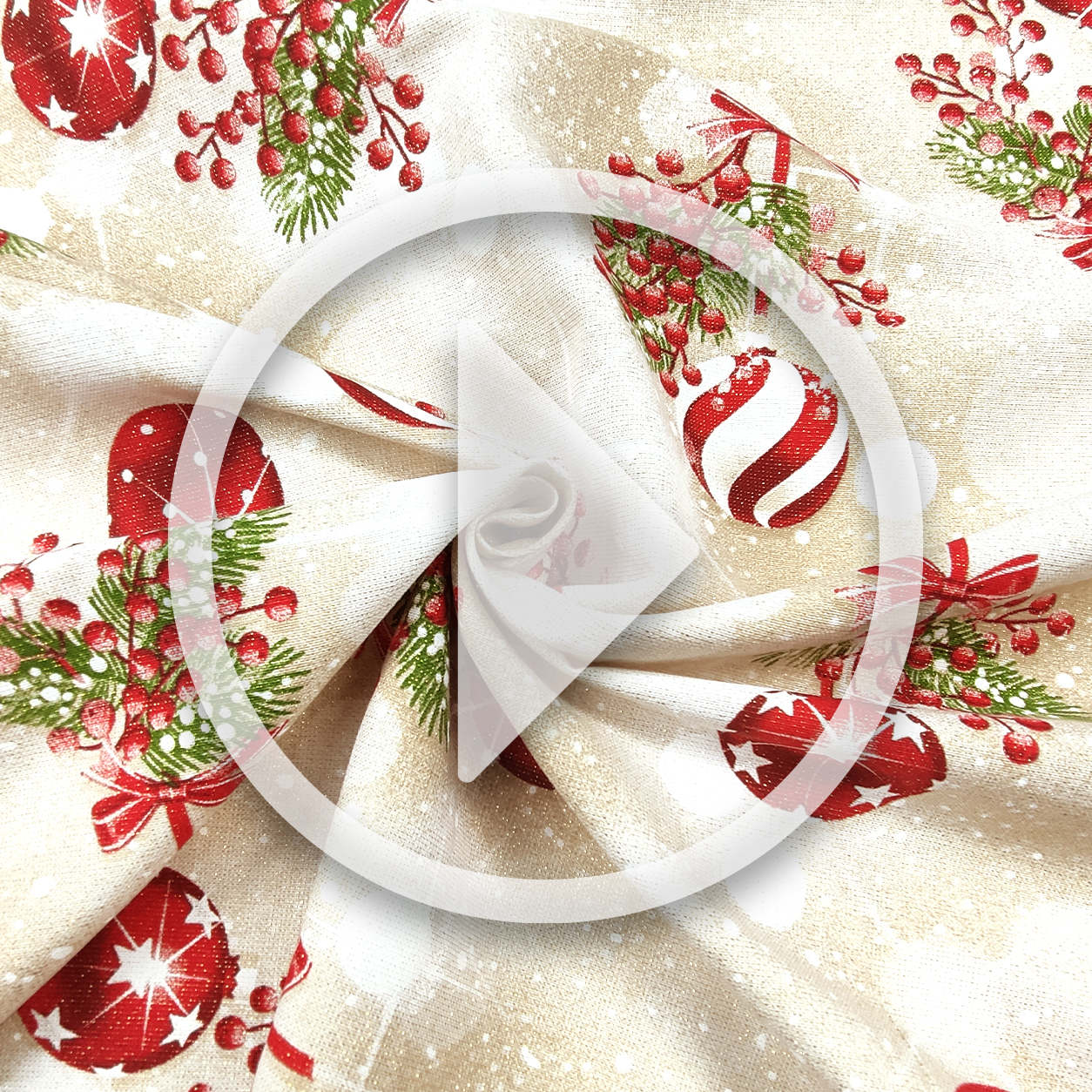 Tissu Lurex doré avec boules de Noël Image