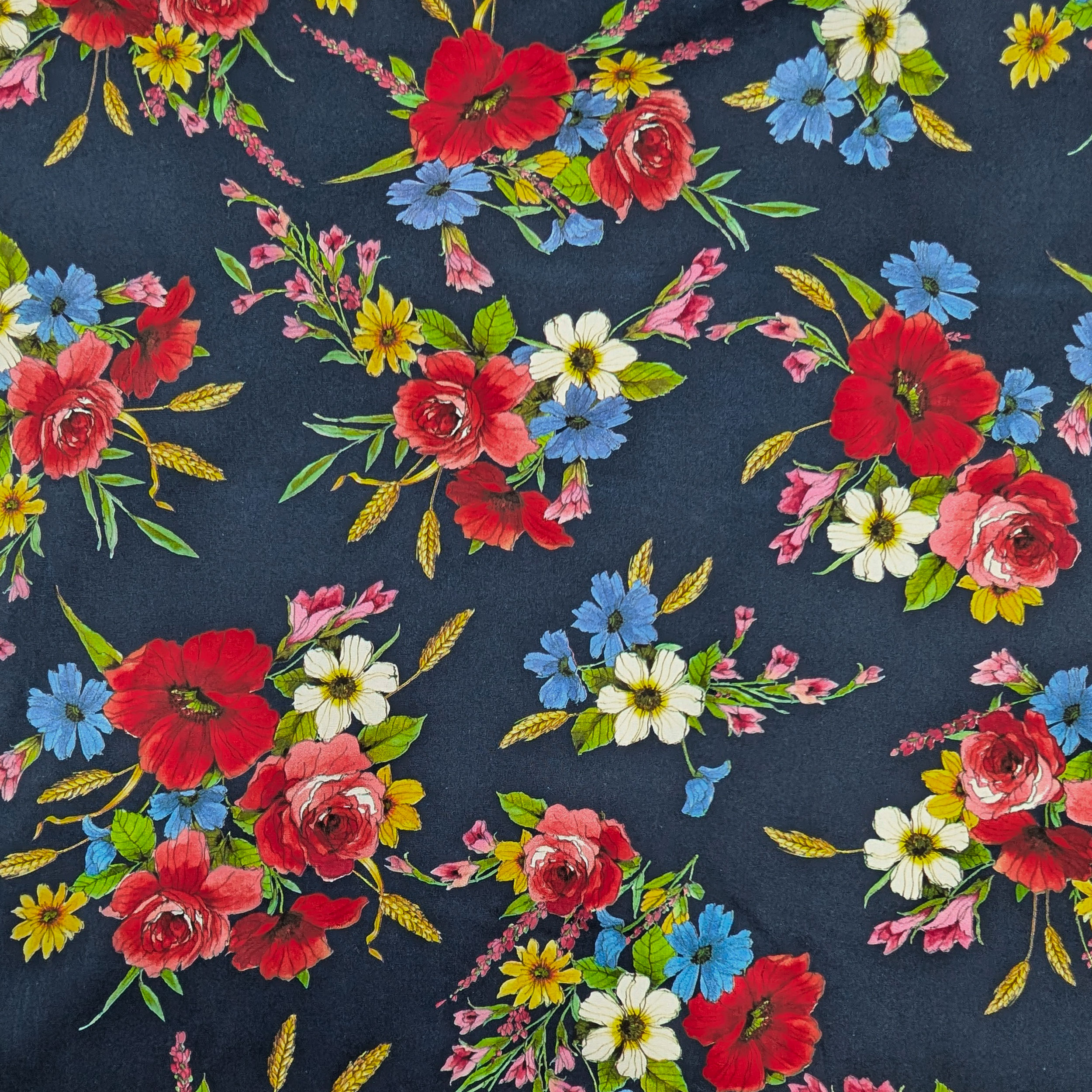Cotton Fashion Flowers Background Blue Image