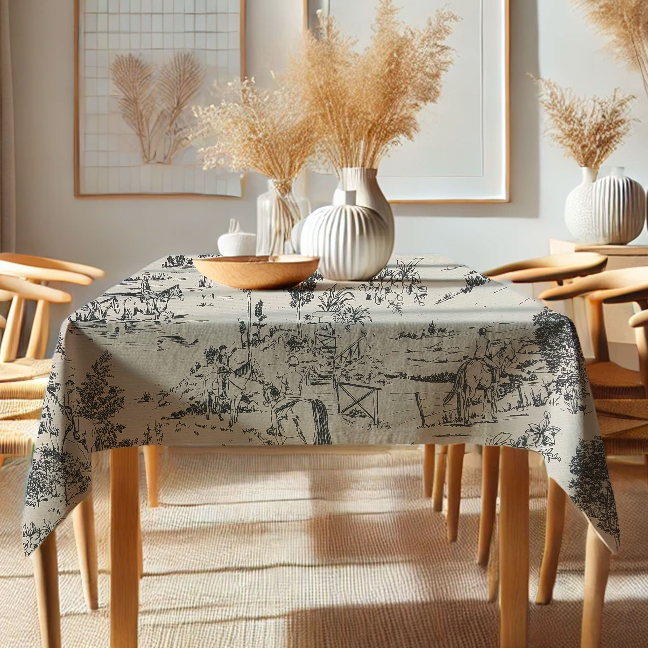 Toile De Jouy Natur Anthrazit