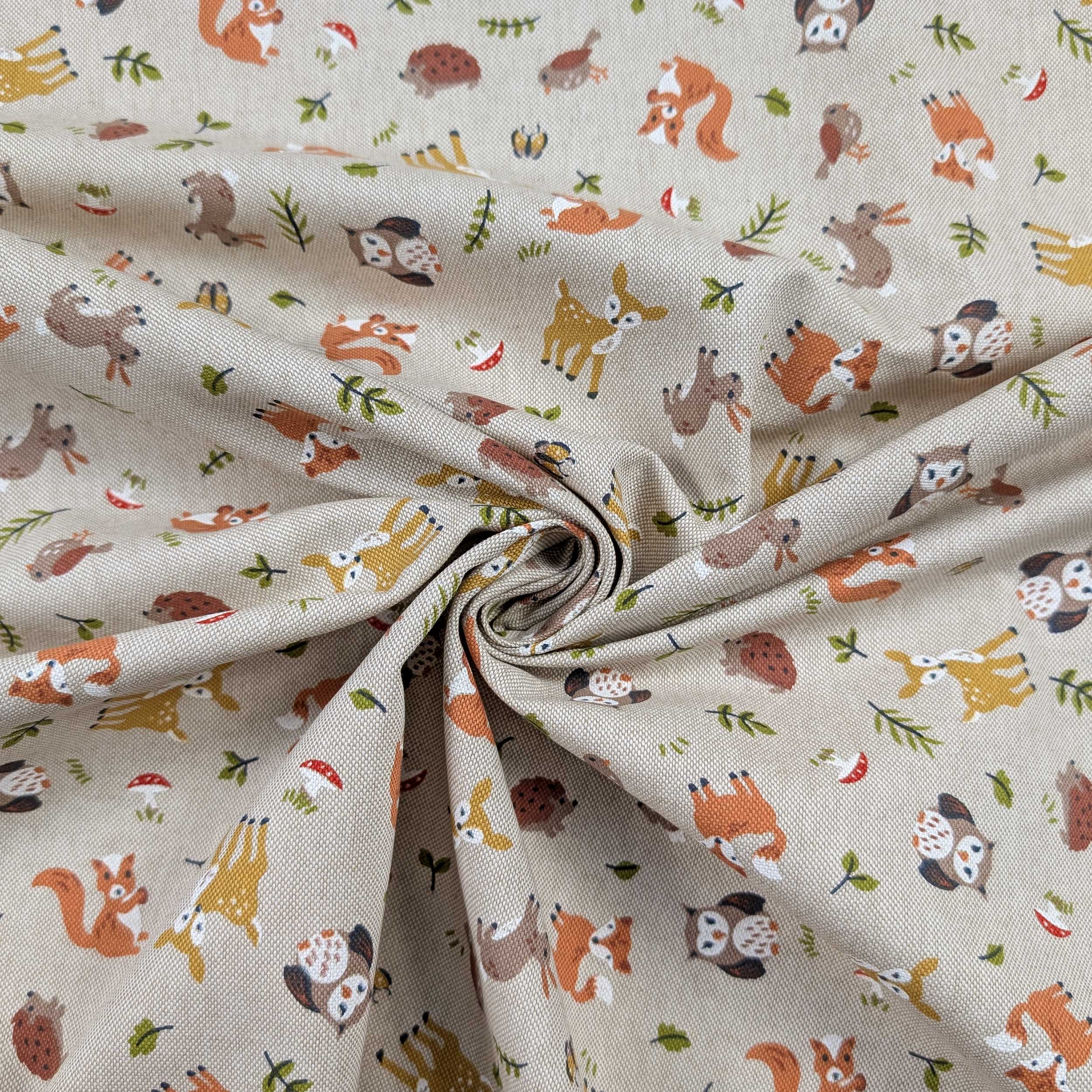 Panama Fabric Happy Animals in the Woods Image