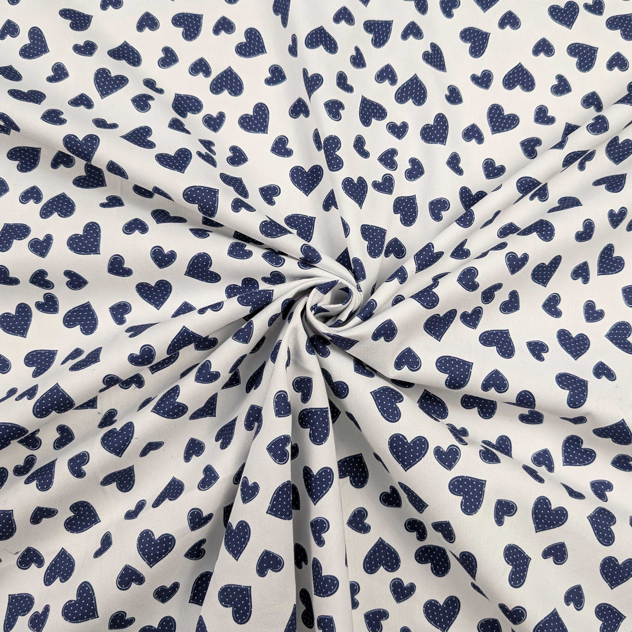 Blue Hearts Cotton Gabardine Image