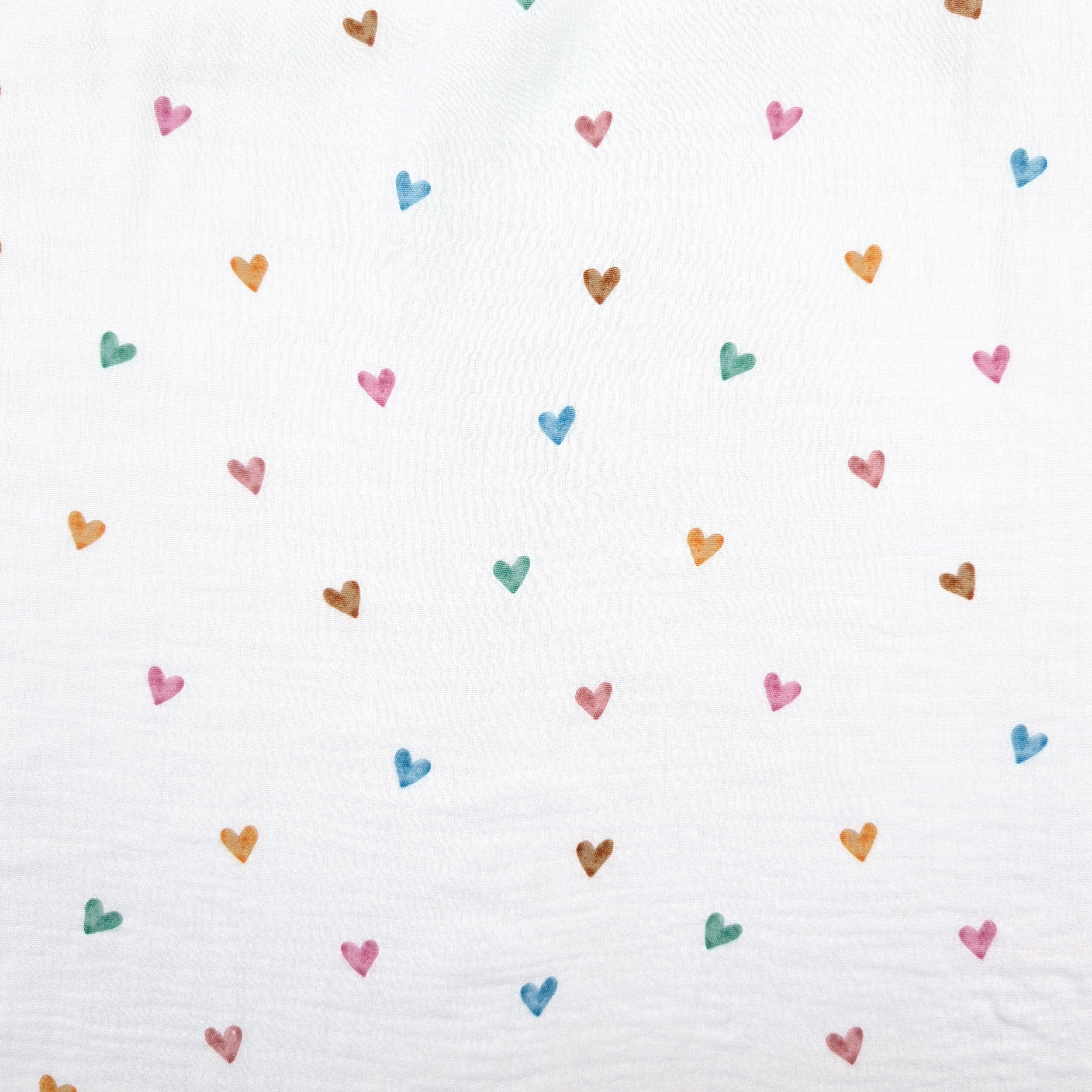 Cutout muslin cotton muslin coloured hearts 90x130 cm Image