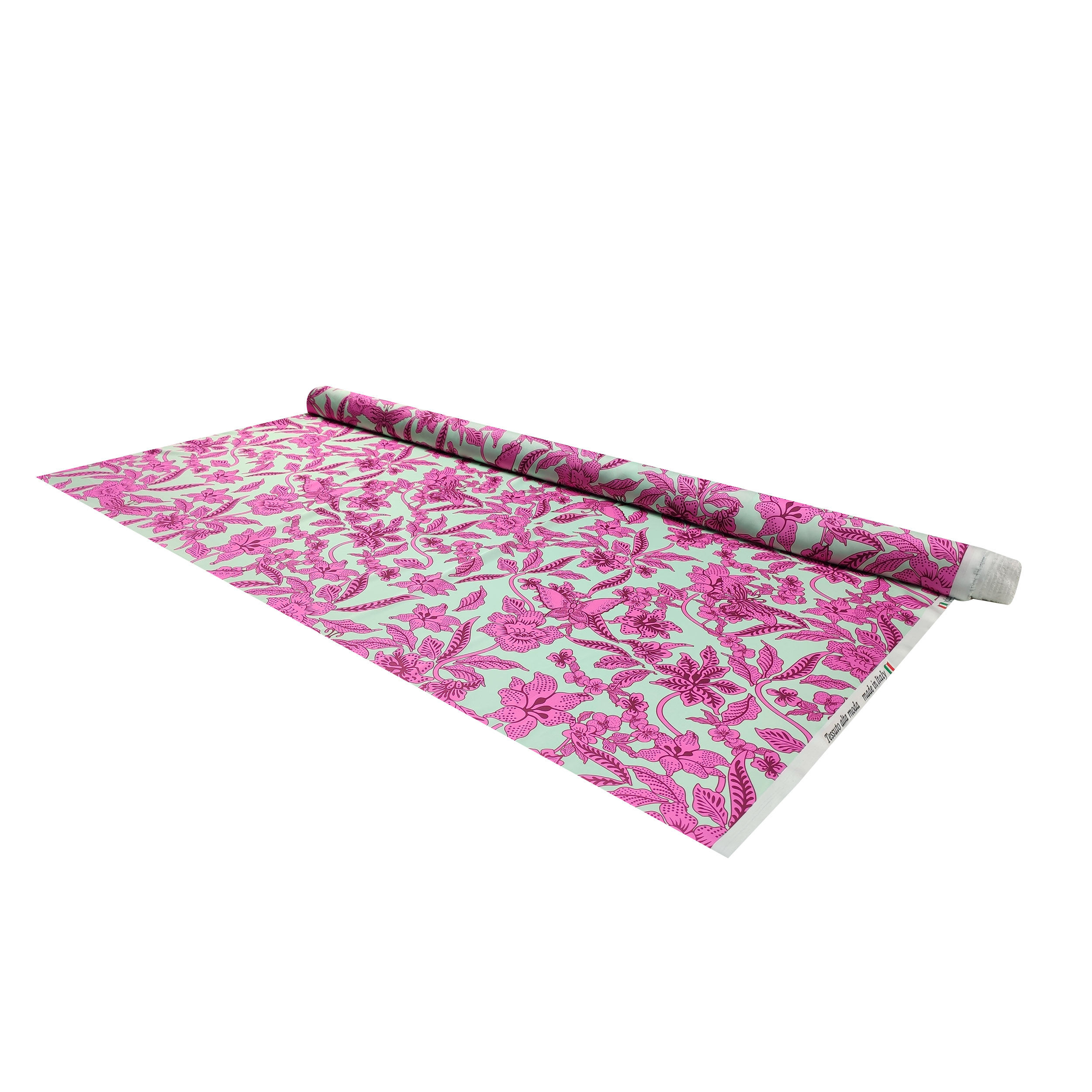 Fabric Rasetto High Fashion Flowers Magenta Light Background