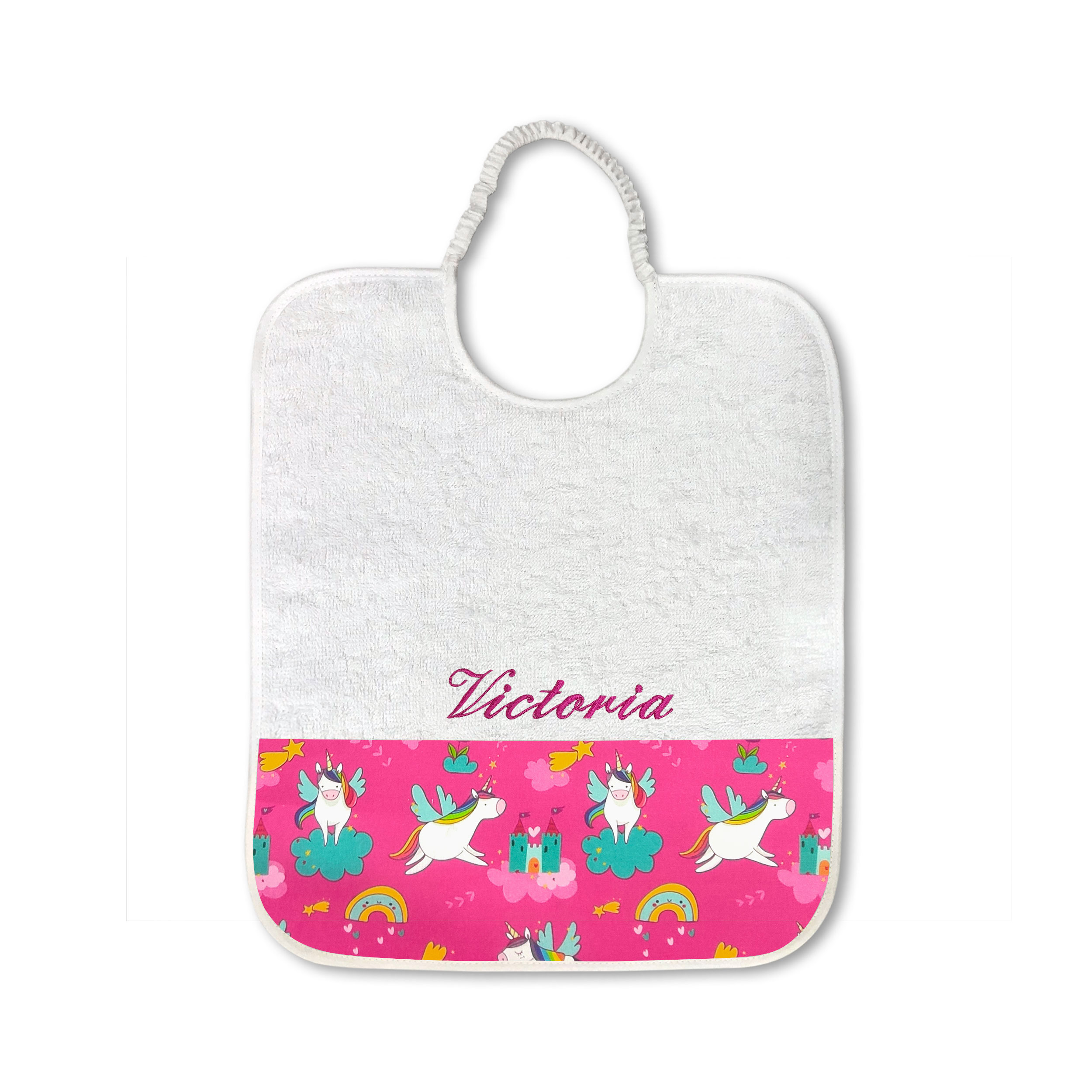 Bavoir Licornes et châteaux - Panini Fabrics