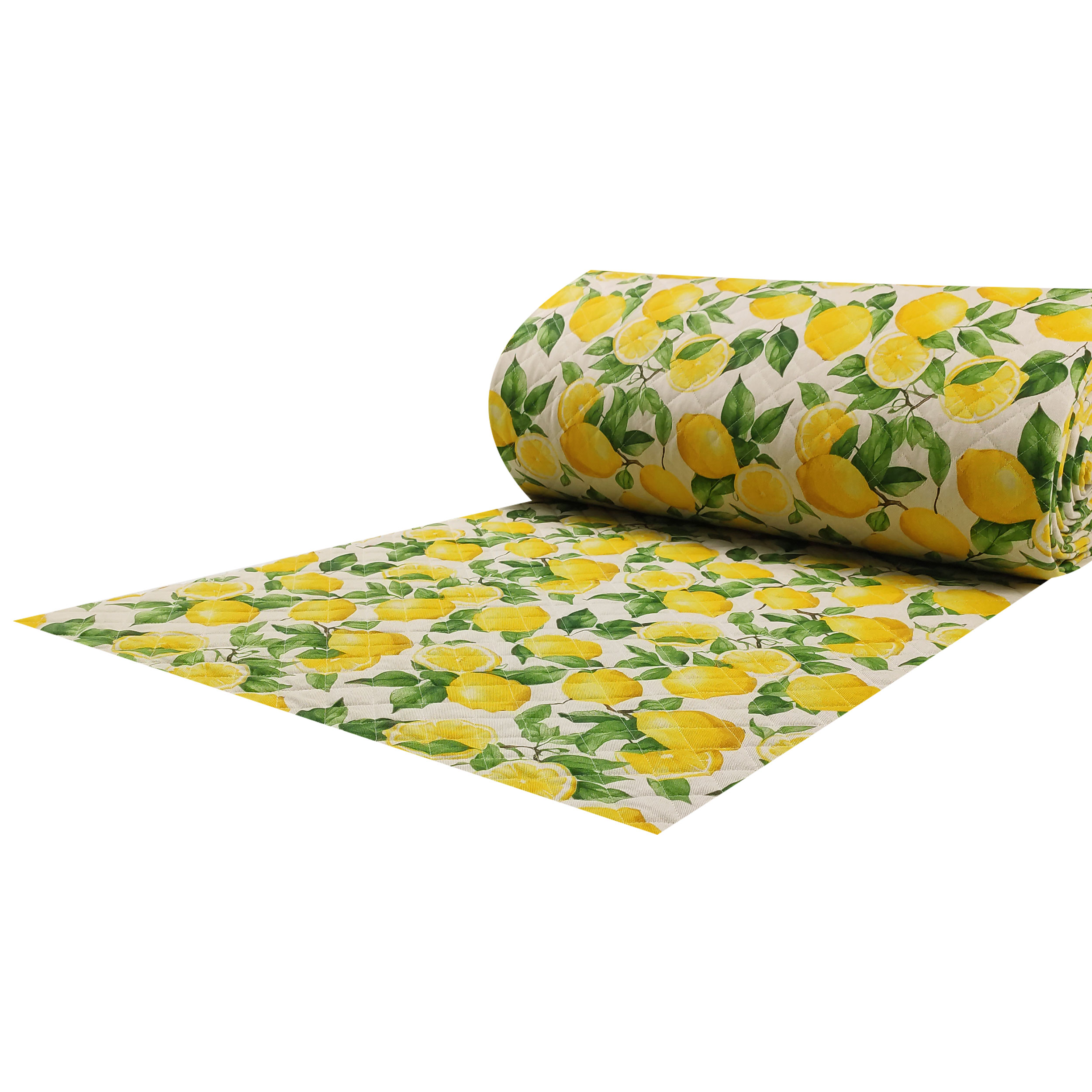 Lemon Quilted Fabric Beige Background