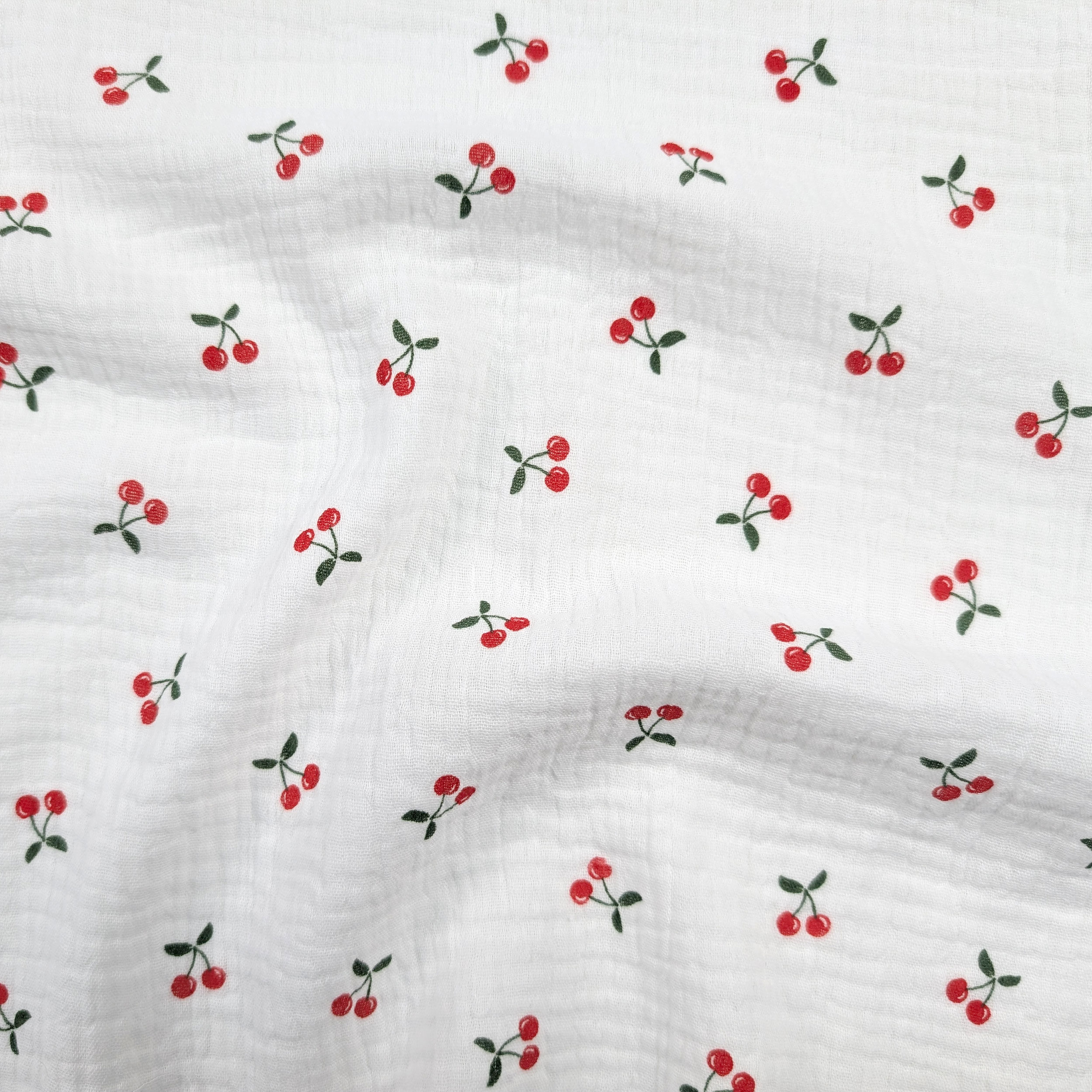 Double Gauze Cotton Muslin Cherries Image