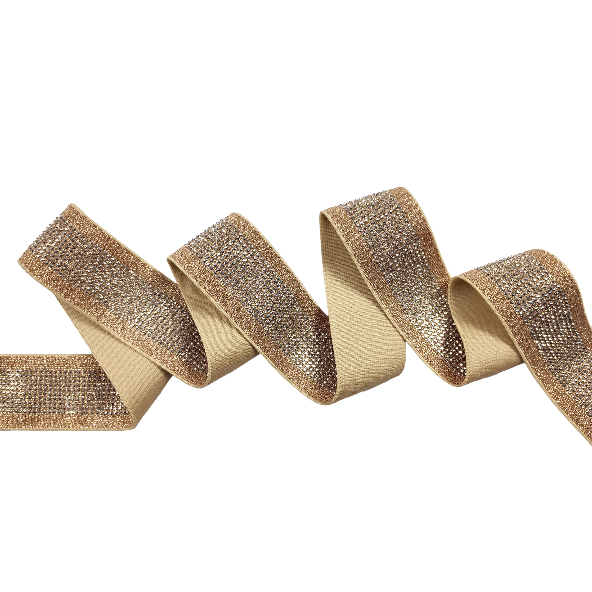 Goldfarbenes Gummiband mit Lurex-Strasssteinen