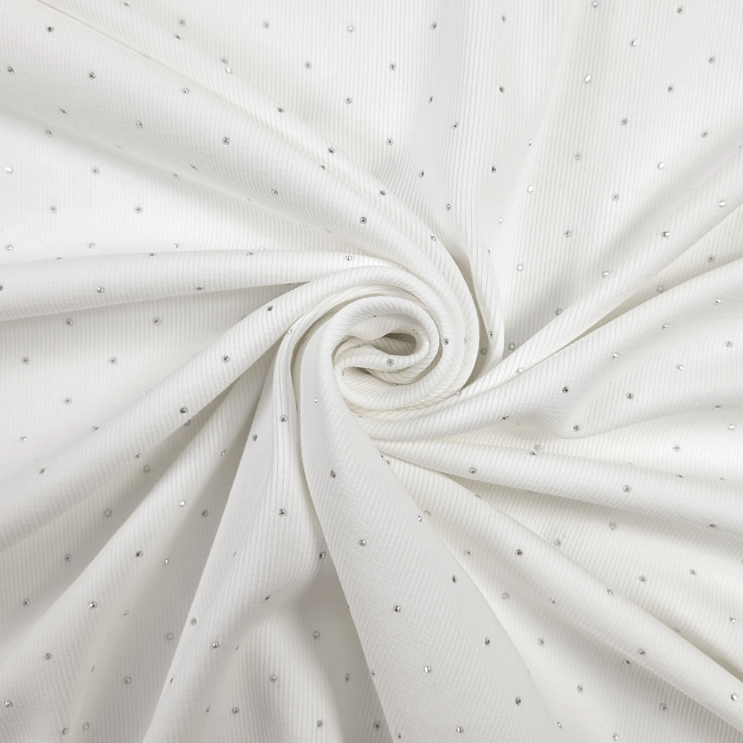 Jersey Cotton Ribbed Rhinestone White Image