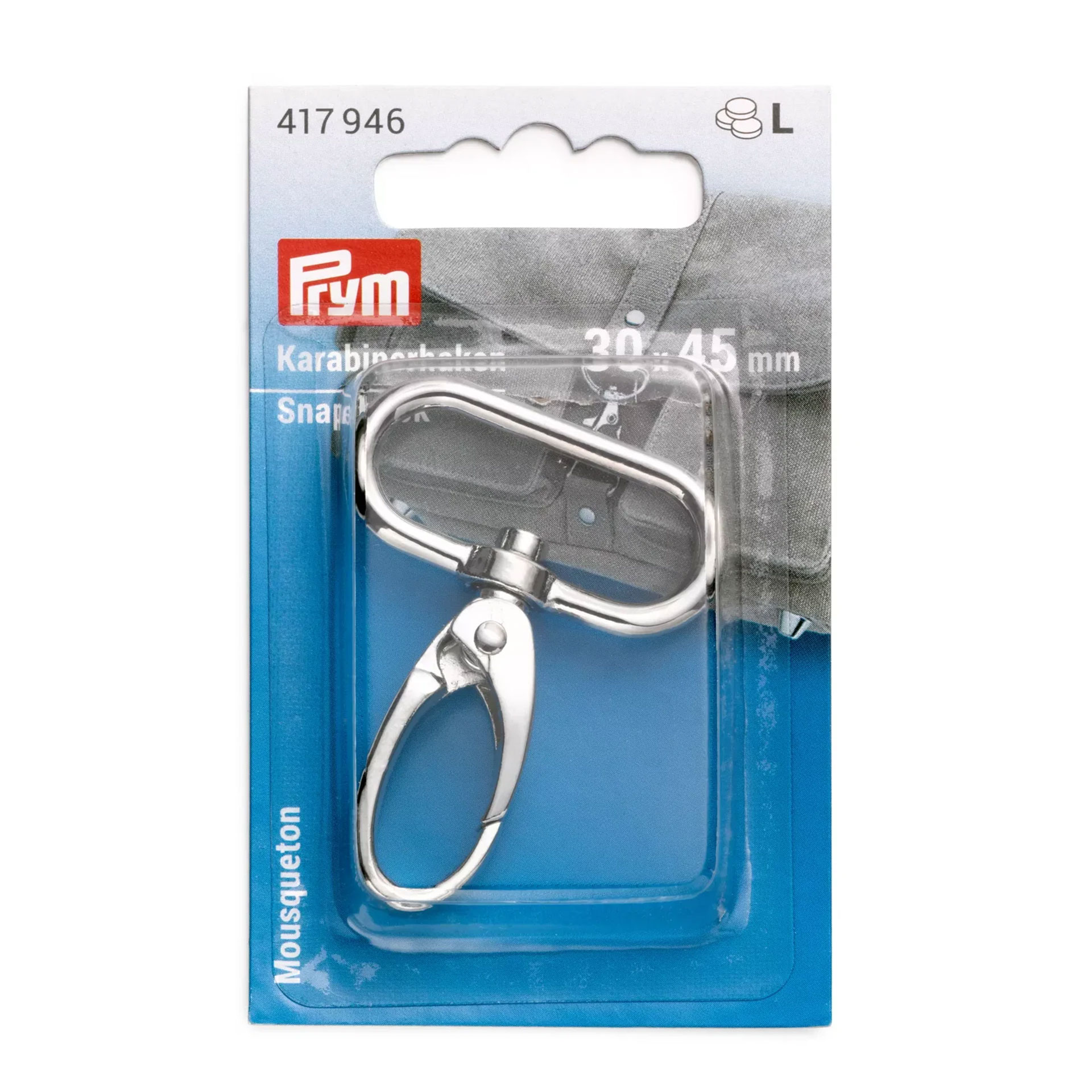 Hook with snap hook Silver Prym 30x45 mm Image