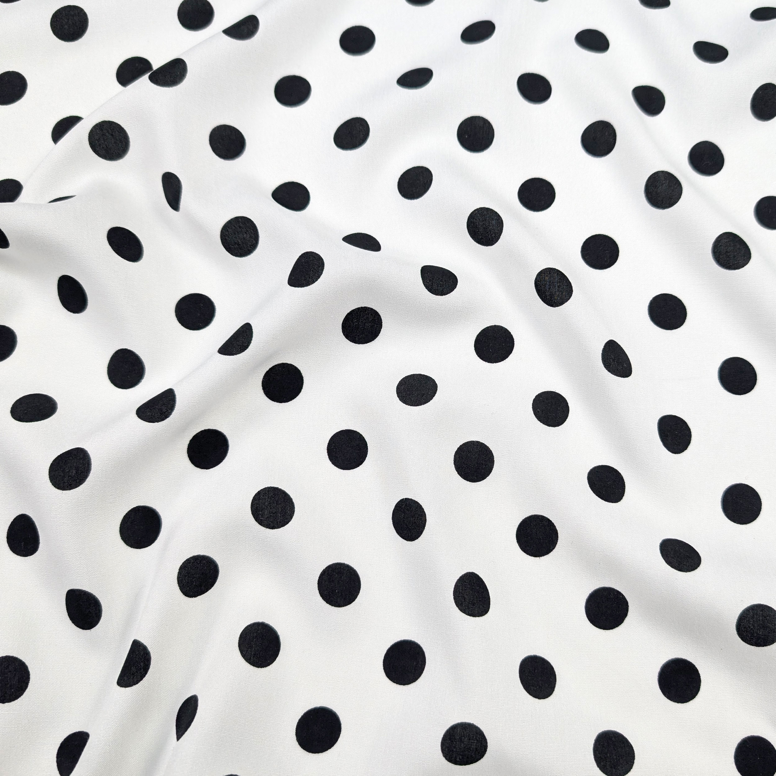 Viscose Black Polka Dots White Background Image