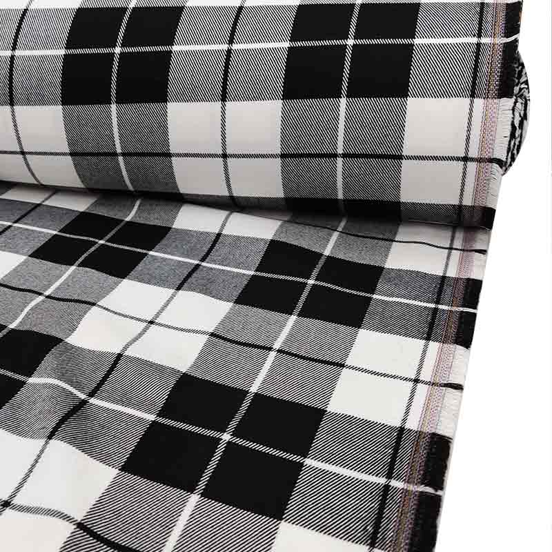Tessuto Scozzese Quadri Bianco e Nero