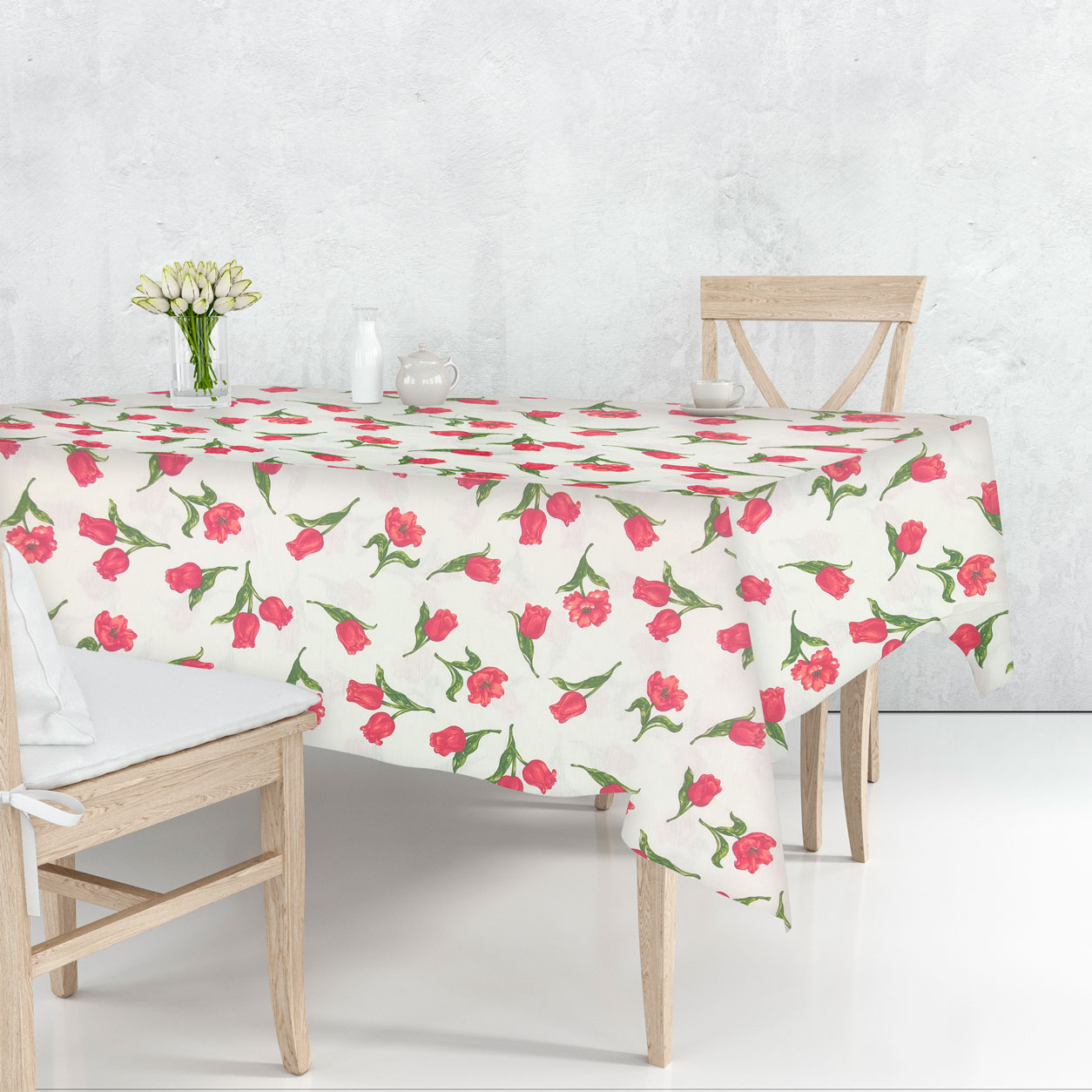 Tissu Damina pour nappe Tulipes rouges Image