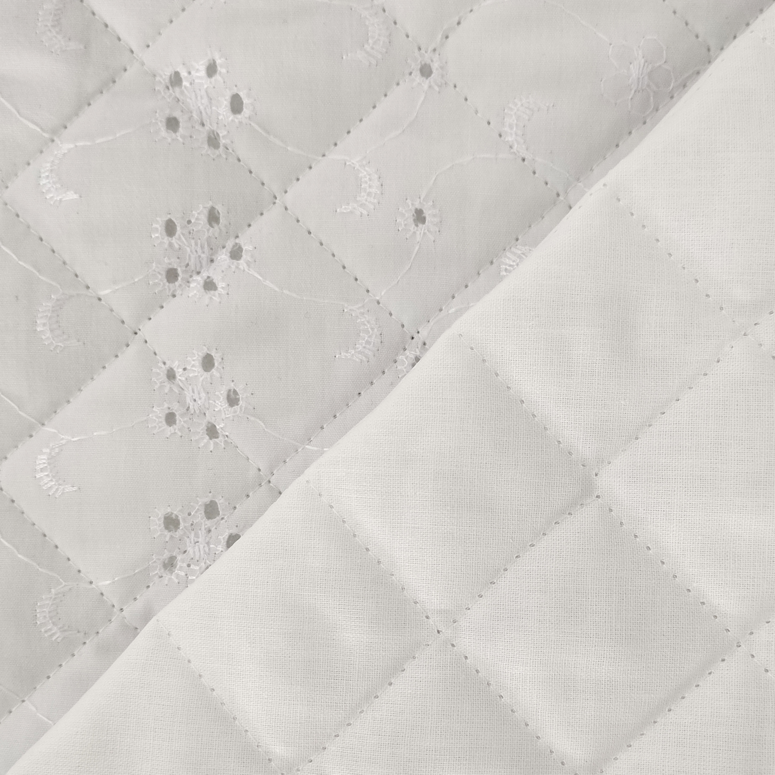 Festoneado Sangallo Tejido Acolchado Blanco