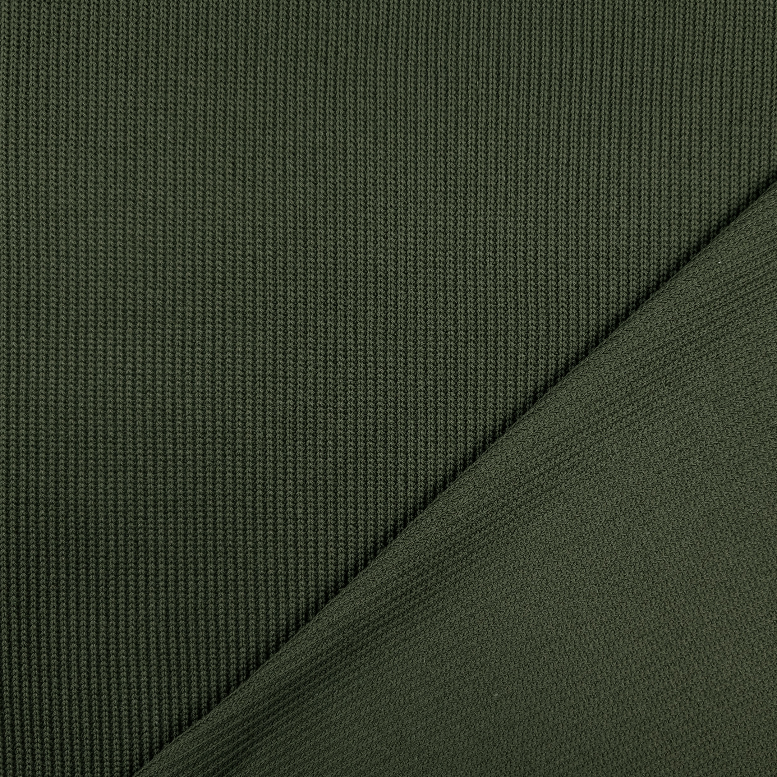 Military Green Ribbed Cotton Sweater Image