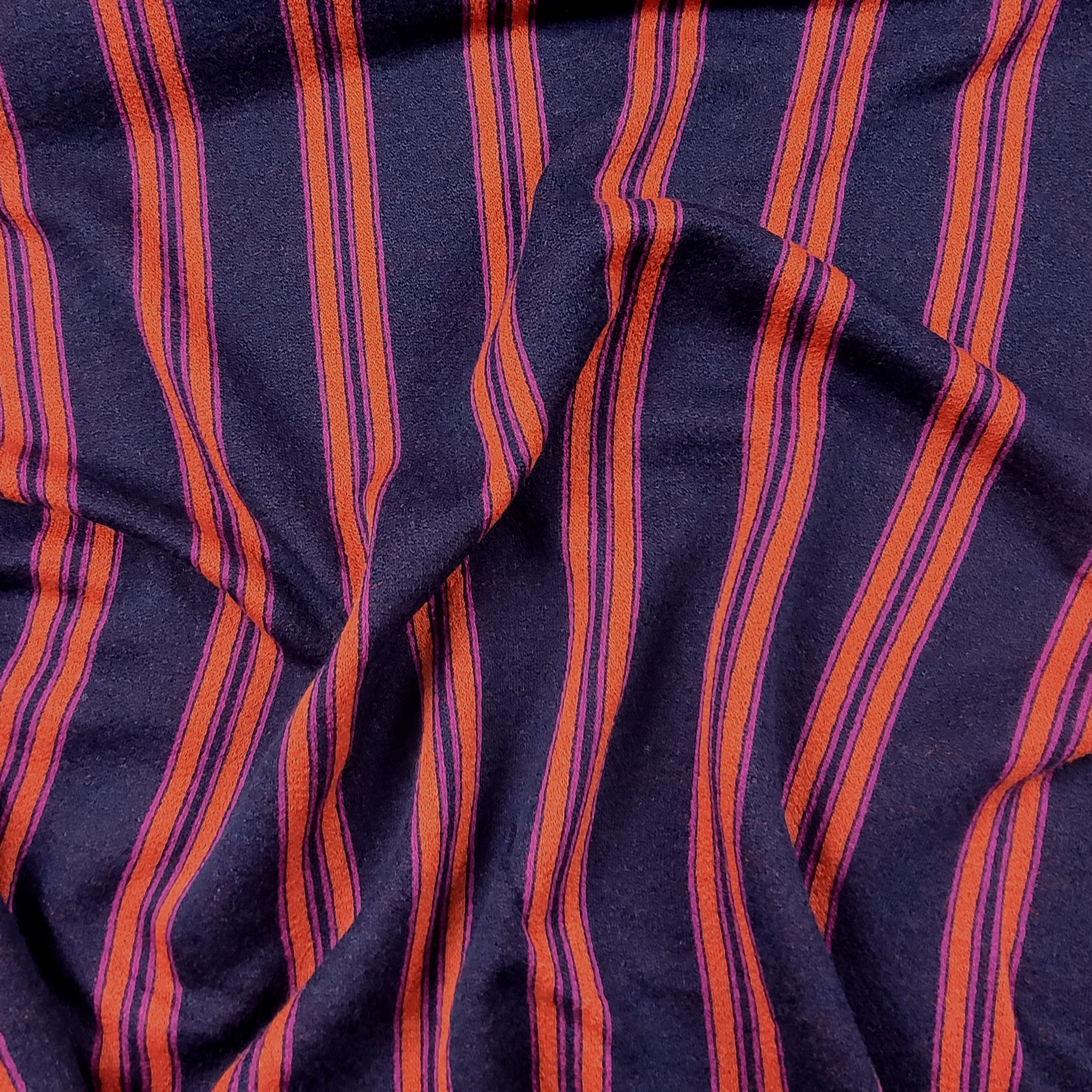 Jersey de coton mélangé à rayures violettes et orange Fuxia