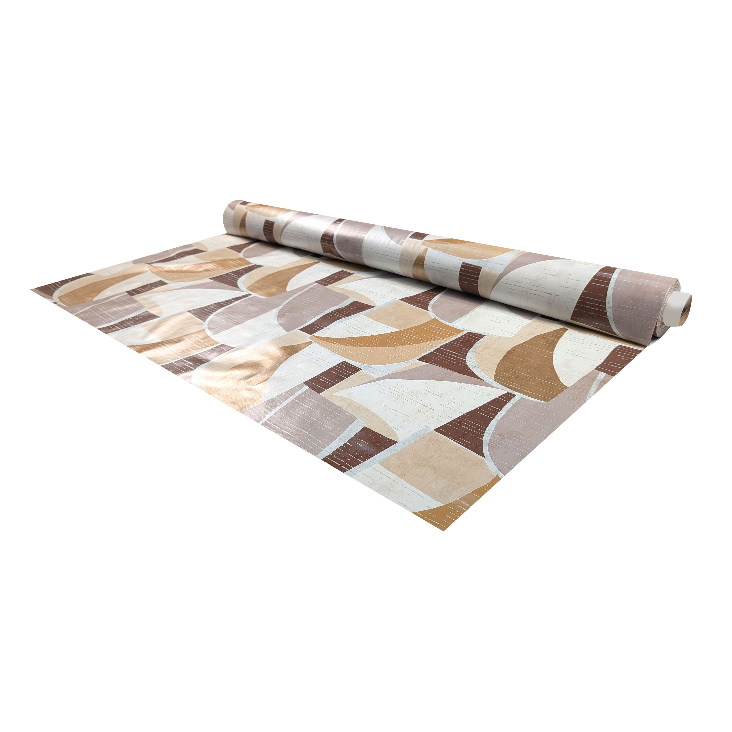 Fabric for Plastic-coated Tablecloth Geometrical Brown Tones Image