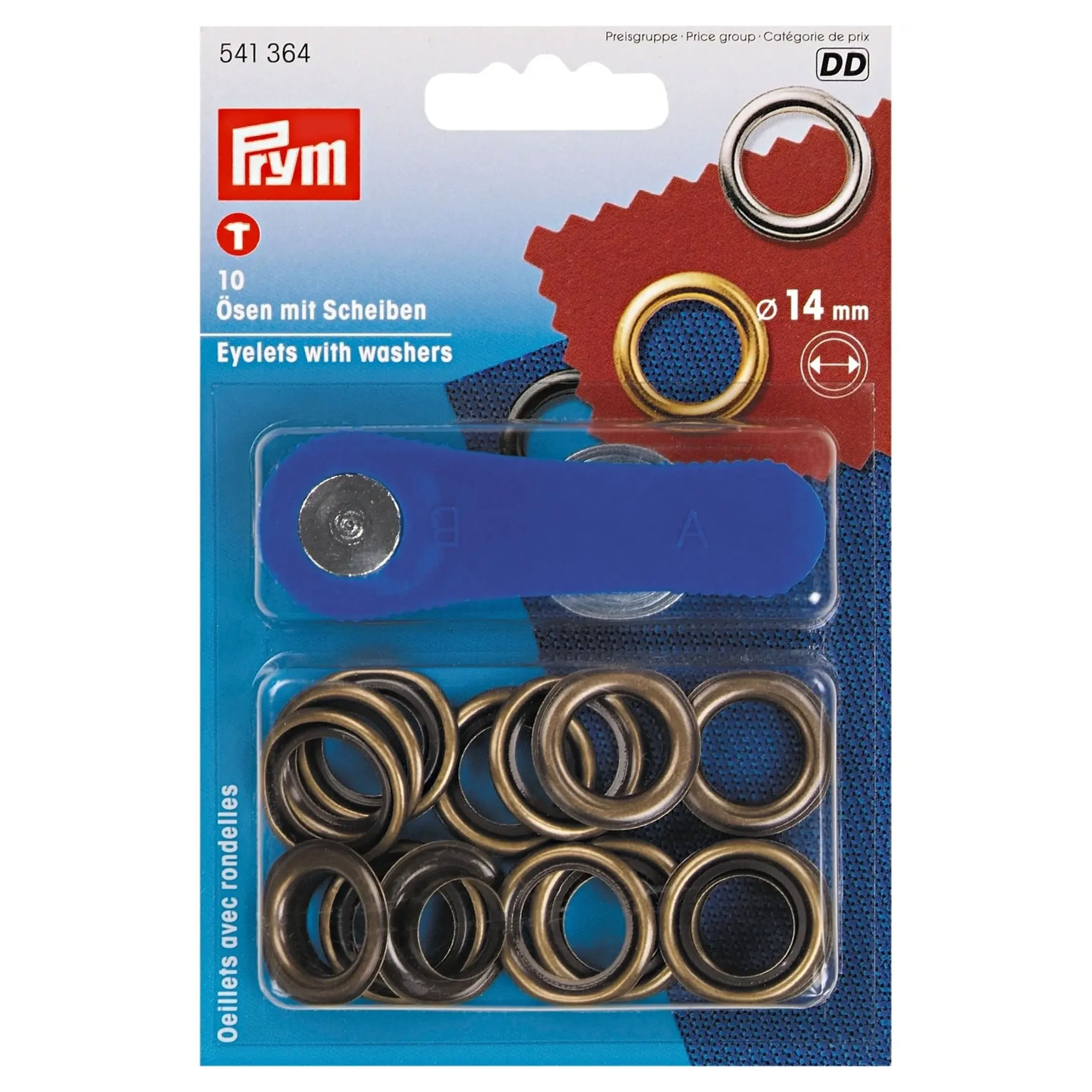 Ösen mit Unterlegscheiben Prym 14 mm Messing vernickelt