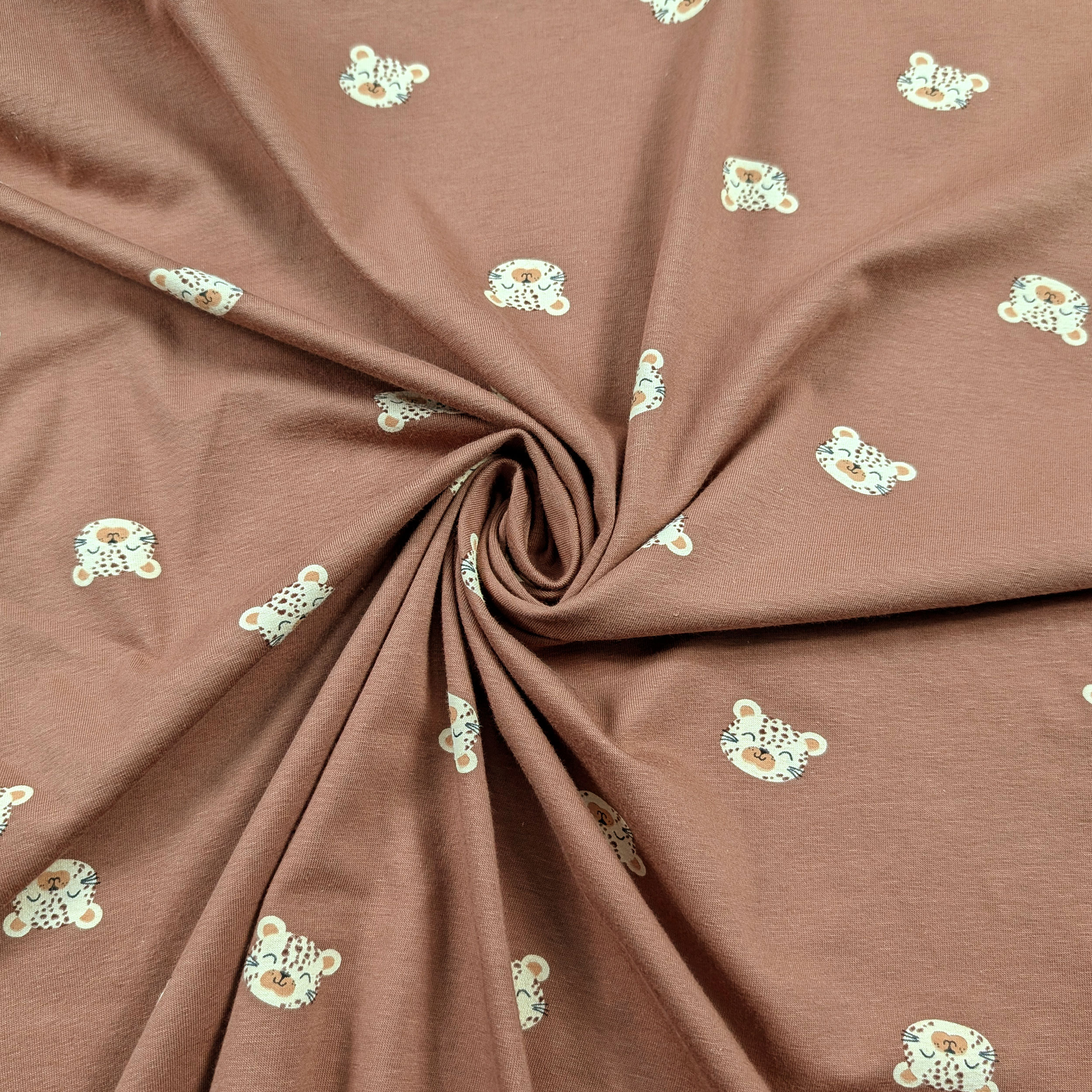 Jersey Cotton Camel Background with Tigers Image