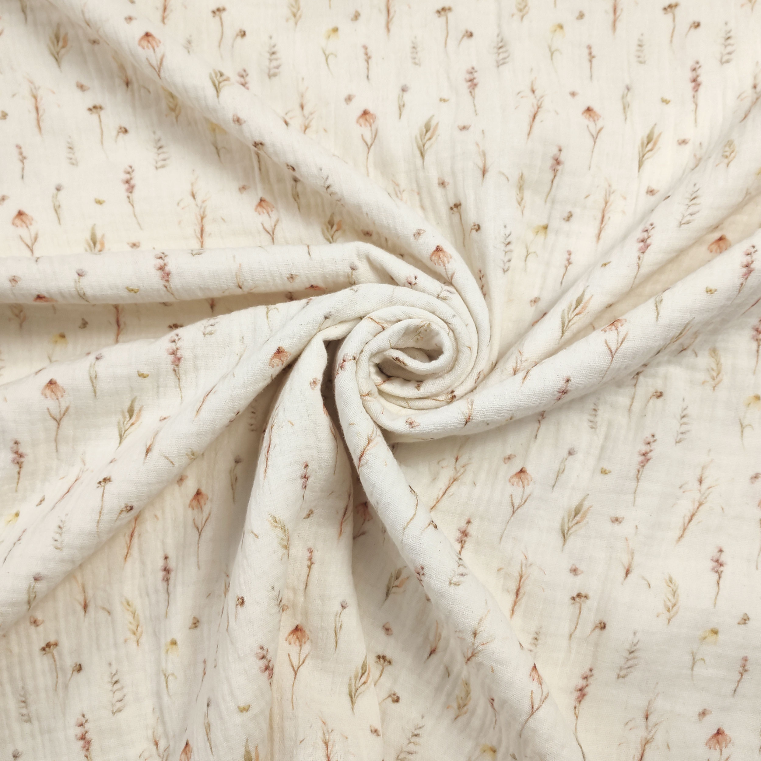 Cotton Muslin Flowers Cream Background Image