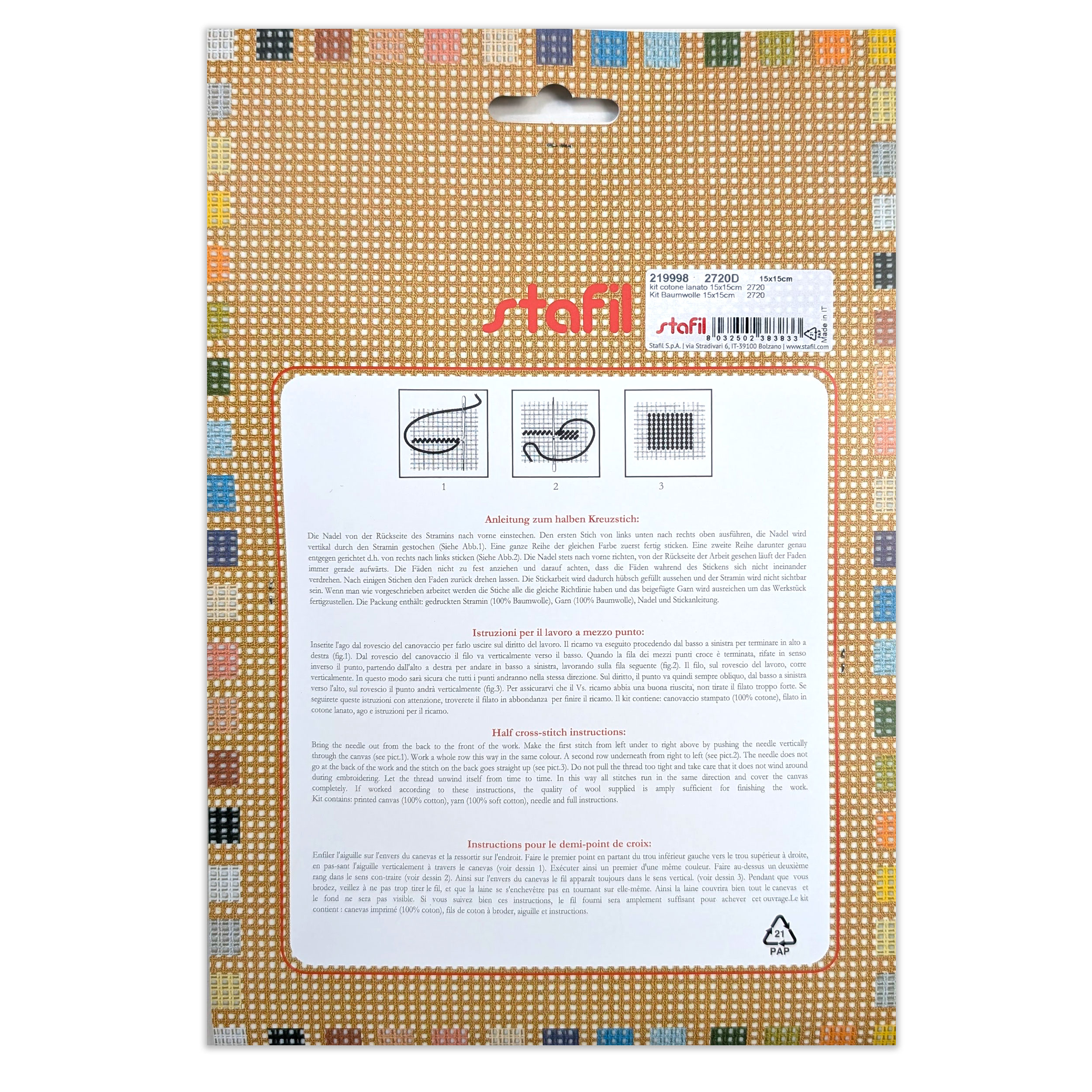 Beagle 'i Quadretti' Half Cross Stitch Set Image