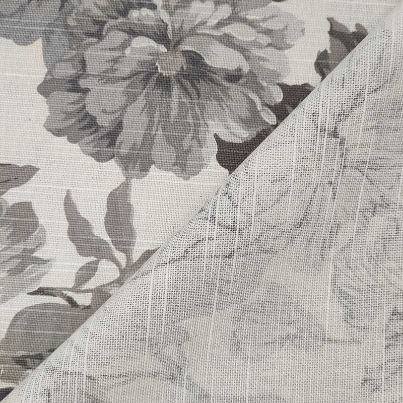Tela de mezcla de algodón Flor gris grande Image