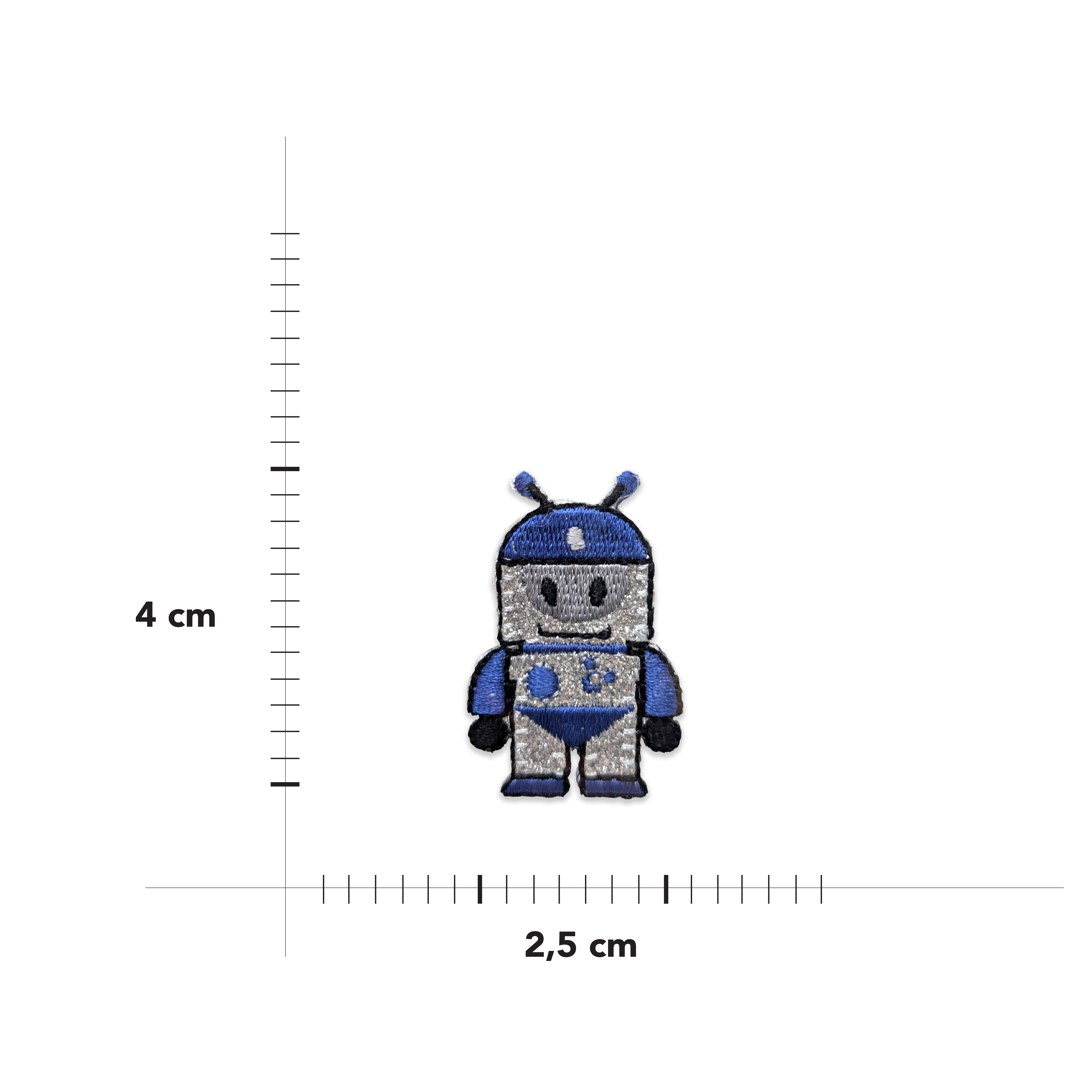 Blue Glitter Robot Thermoadhesive Application Image