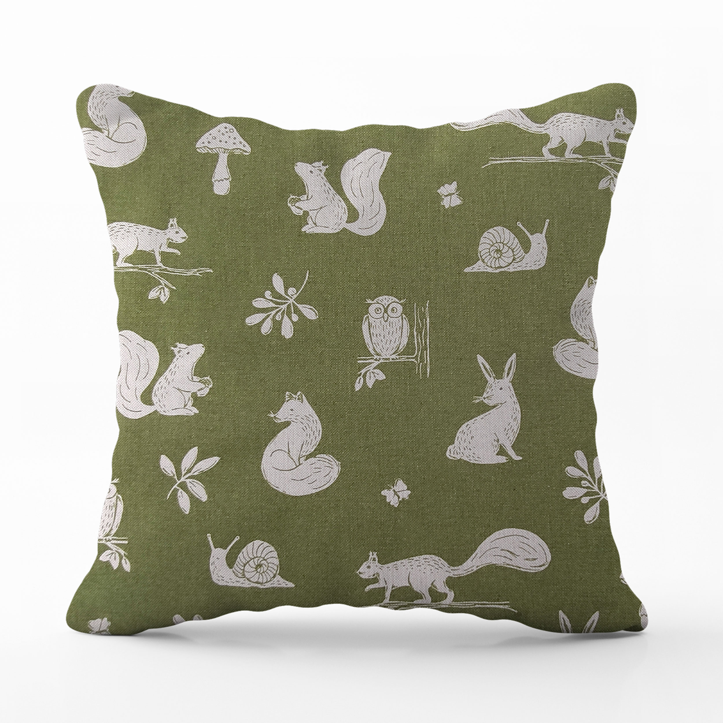 Taie d'oreiller Animaux des bois Fond vert