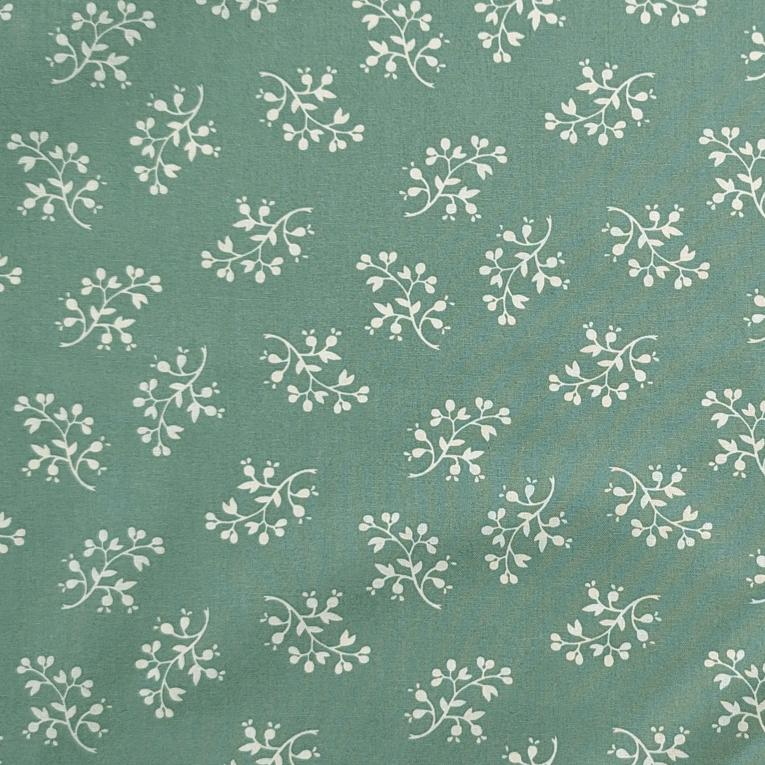 Poplin Cotton Flowers Background Sage Image