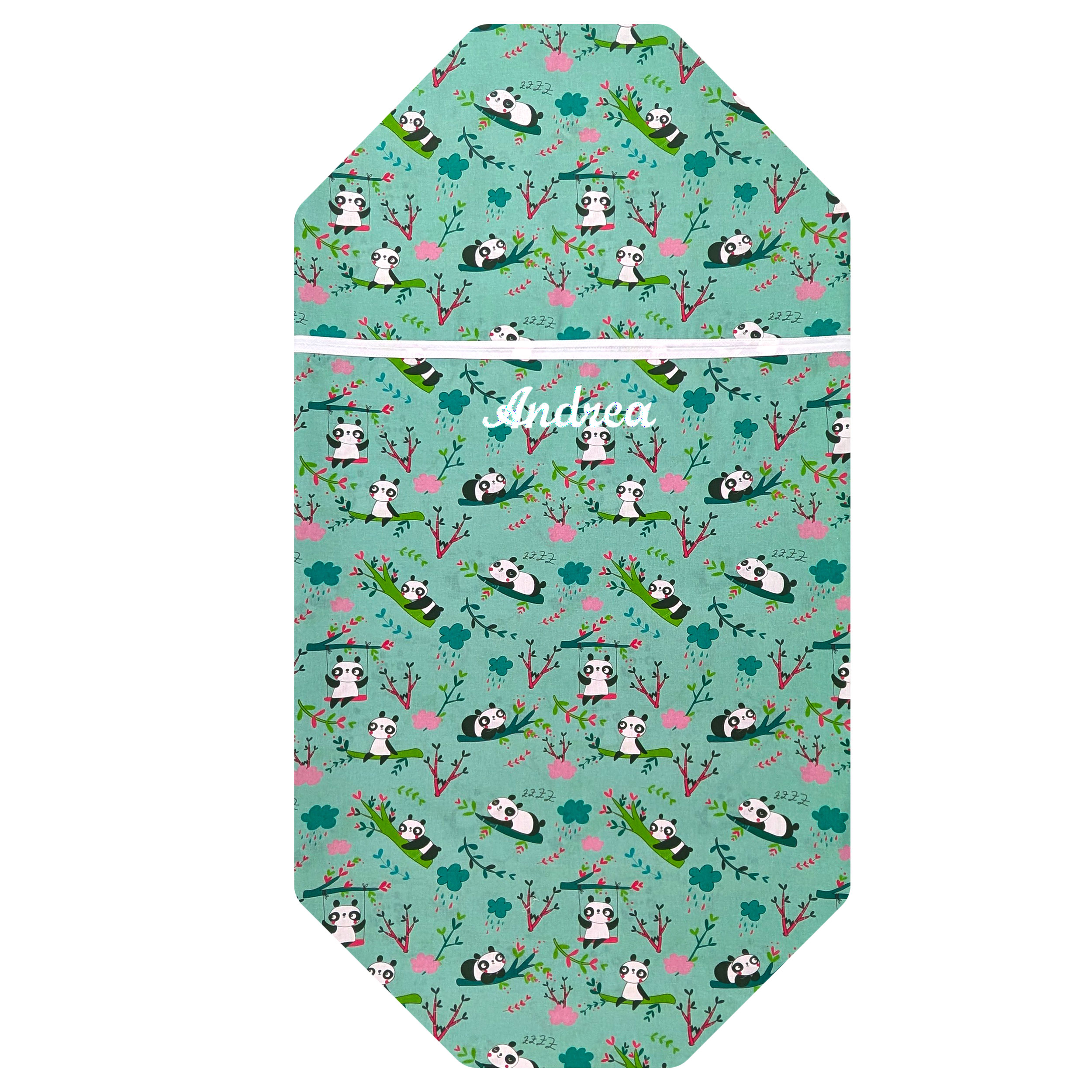 Contoured Summer Sleeping Bag for Panda Camp Beds – Mint Green Background Image