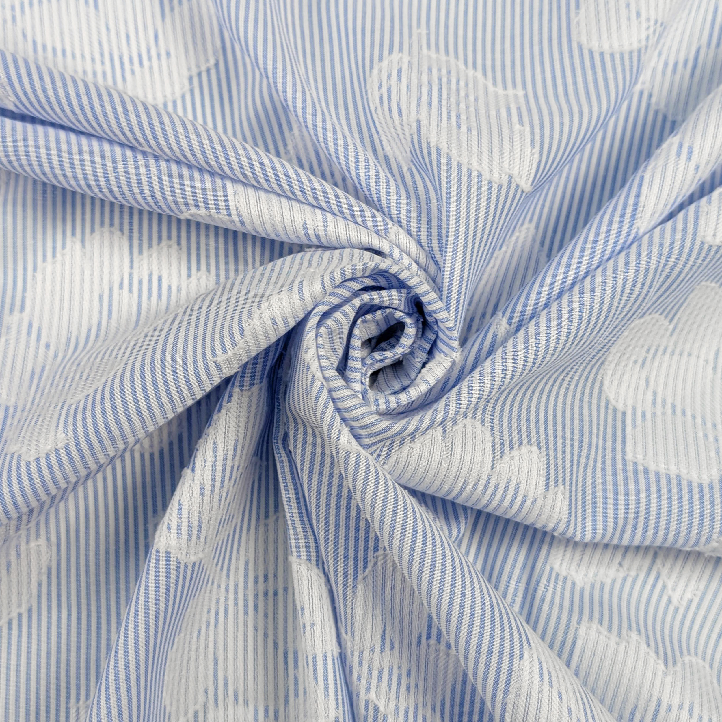 Cotton Thin Stripes and Flocked Flowers Image