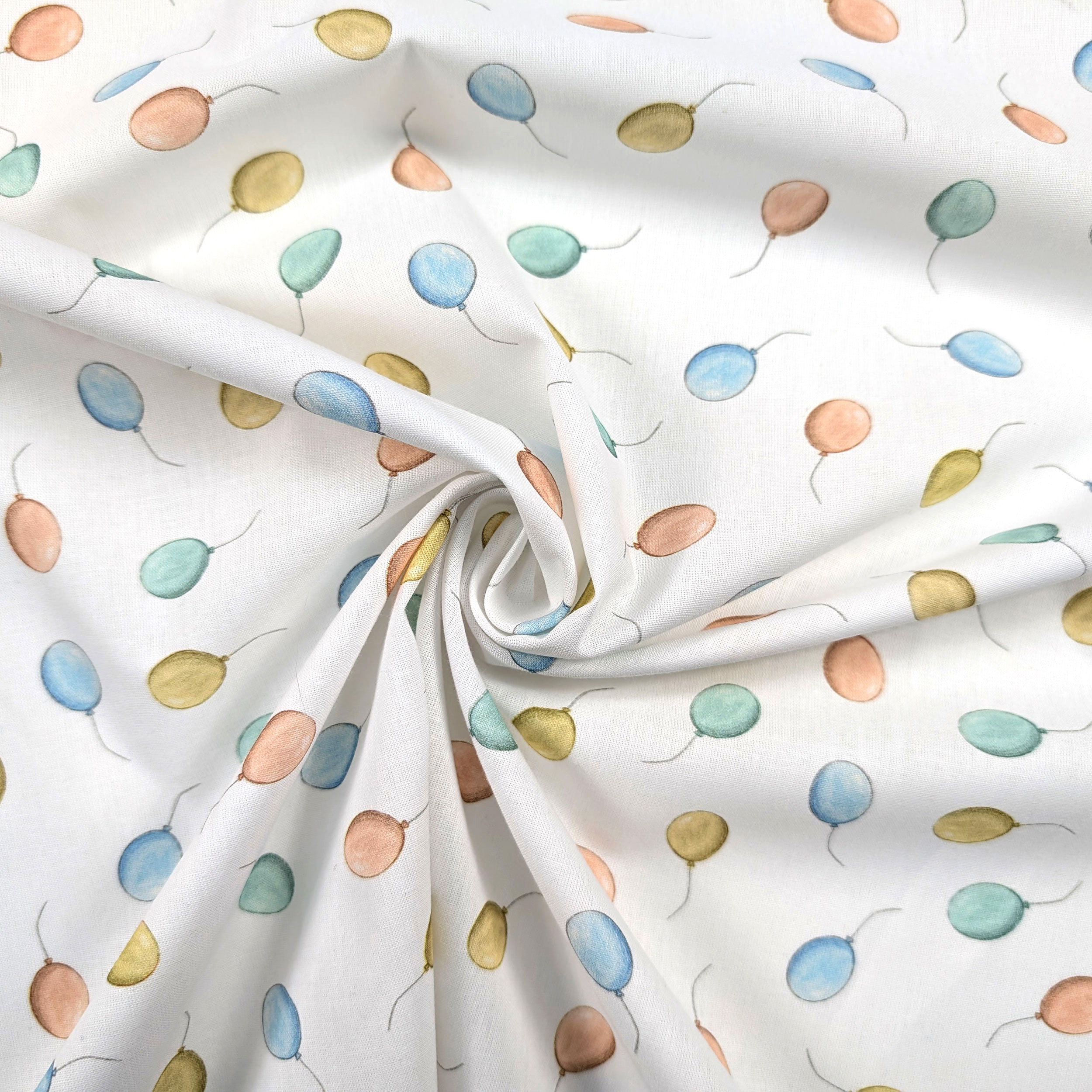White Percale Cotton Coloured Balloons Image