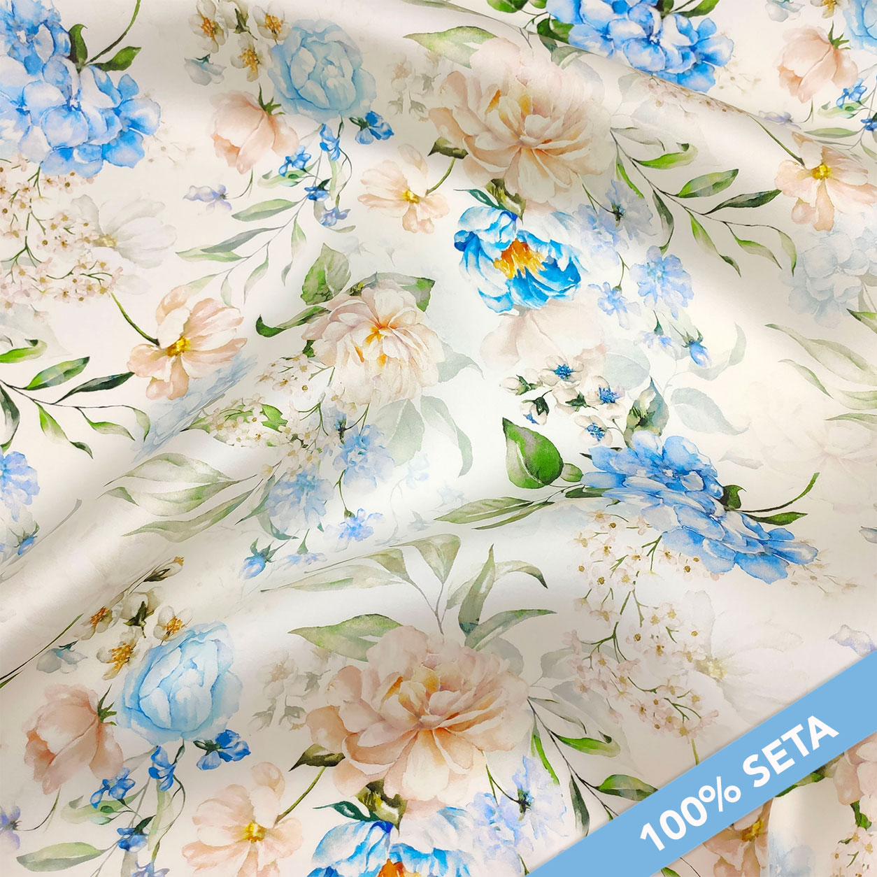 High Fashion Organza Powdery and Light Blue Flowers