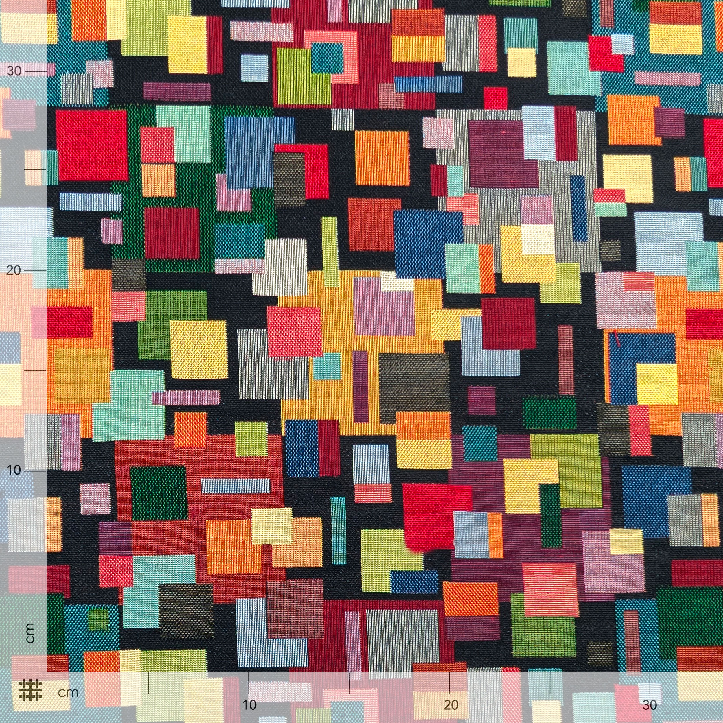 Gobelin fabric with coloured geometric patterns Image