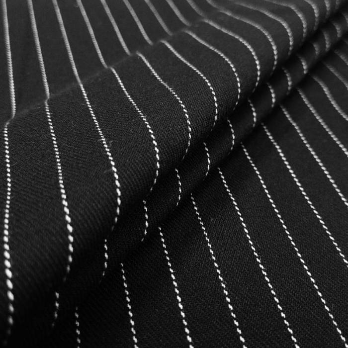 Black Pinstripe Stretch Viscose Image
