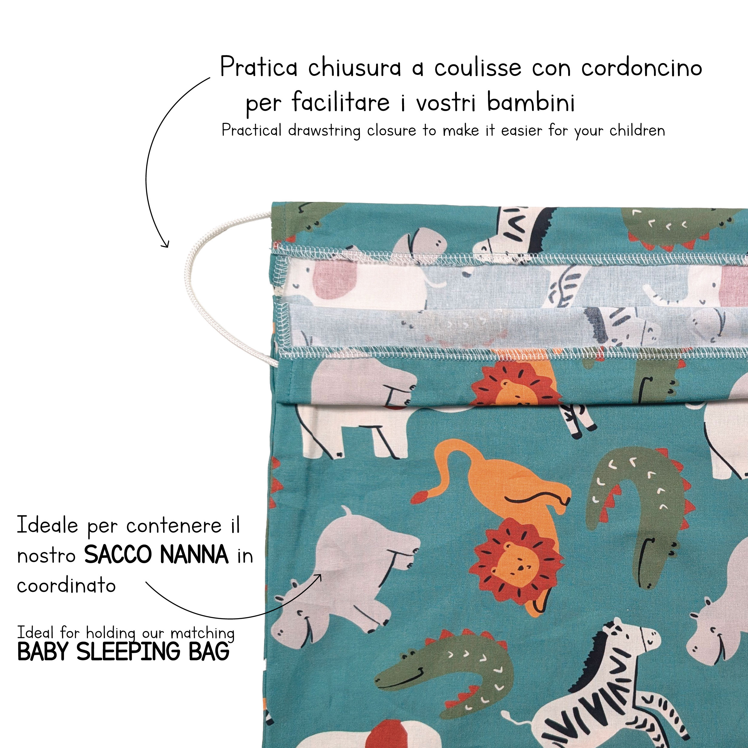 Savannah Animals Nursery Bag Green Background Image