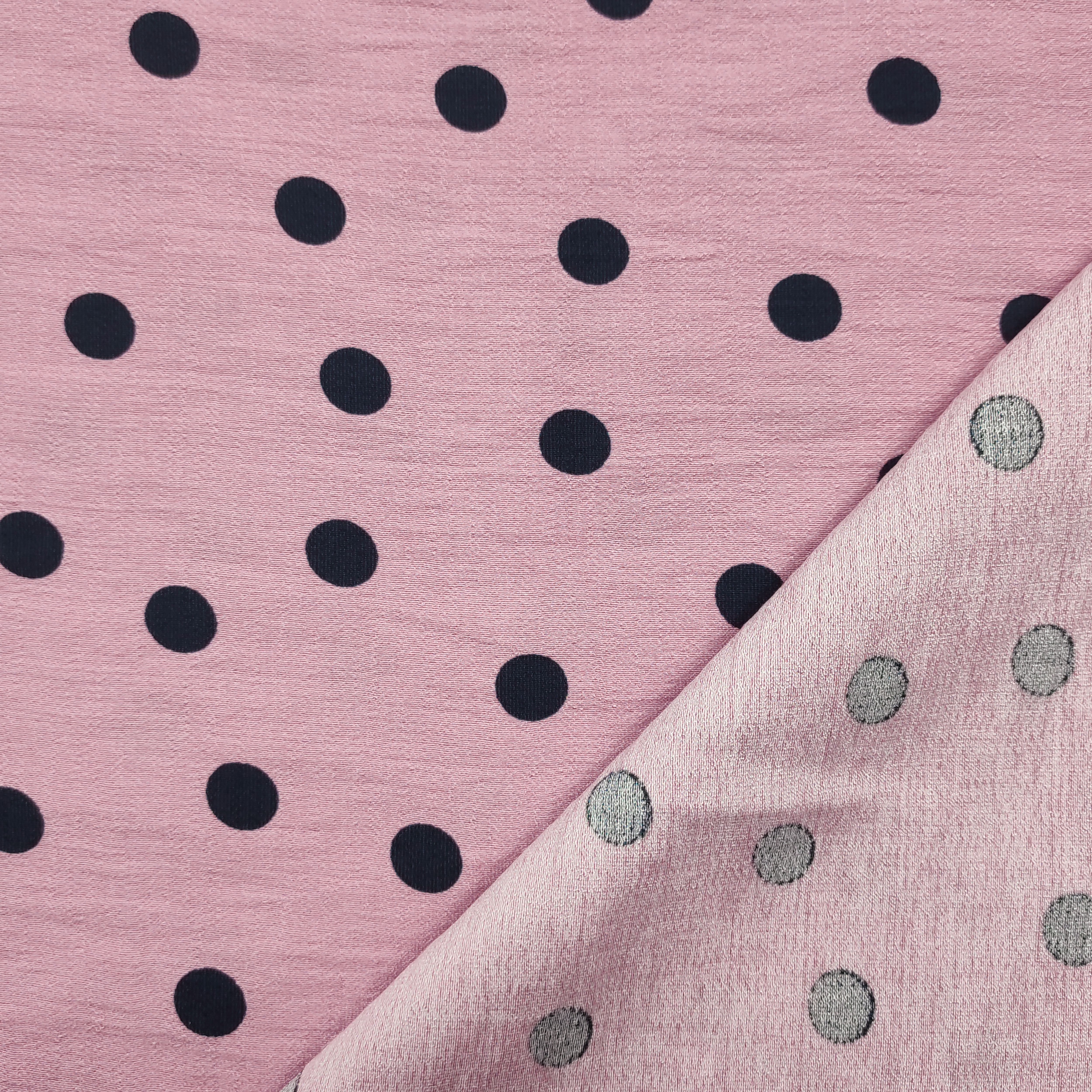 Dressmaking Viscose Crepe Polka Dot - Pink 