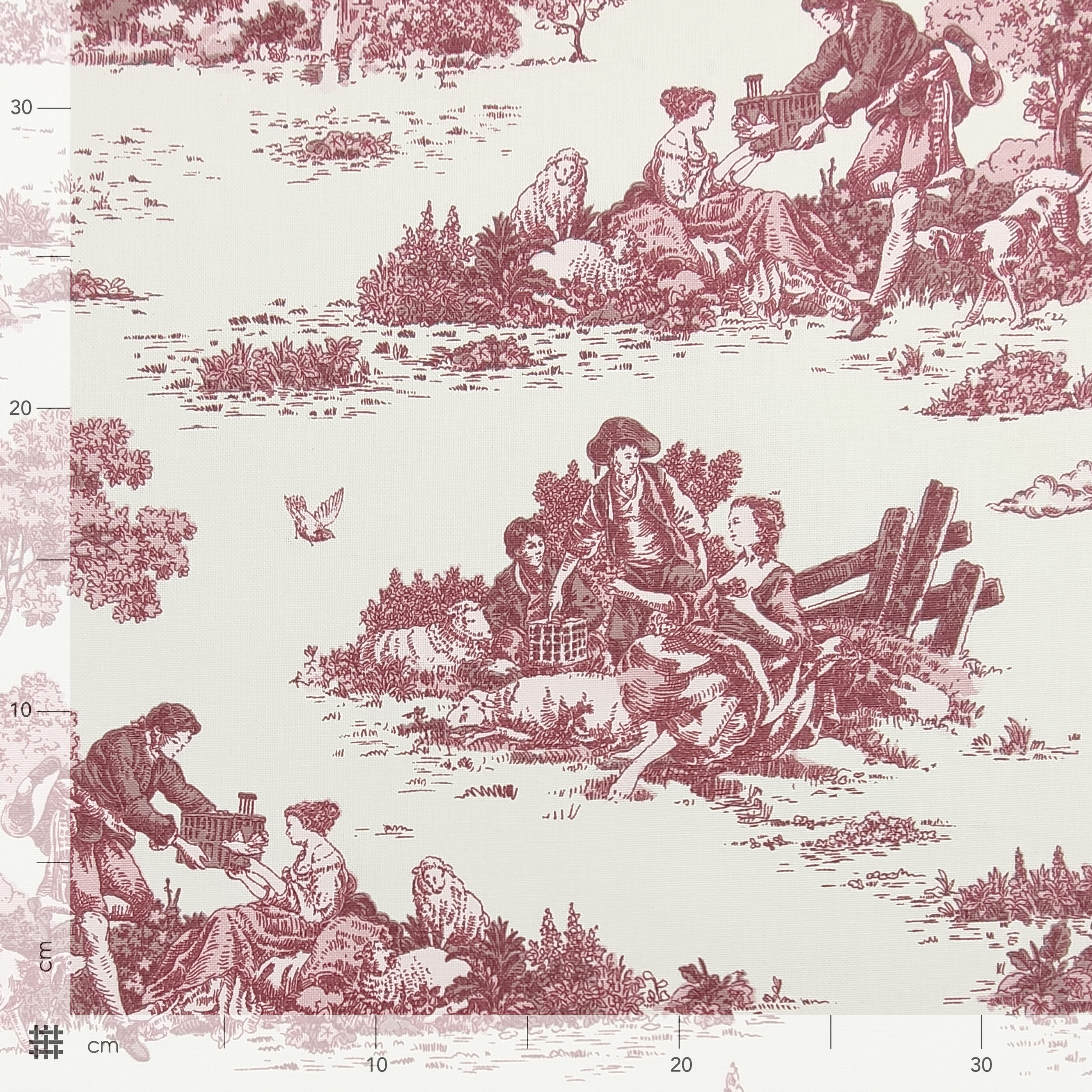 Ausschnitt Panama Toile de Jouy Bordeaux 50x140 cm