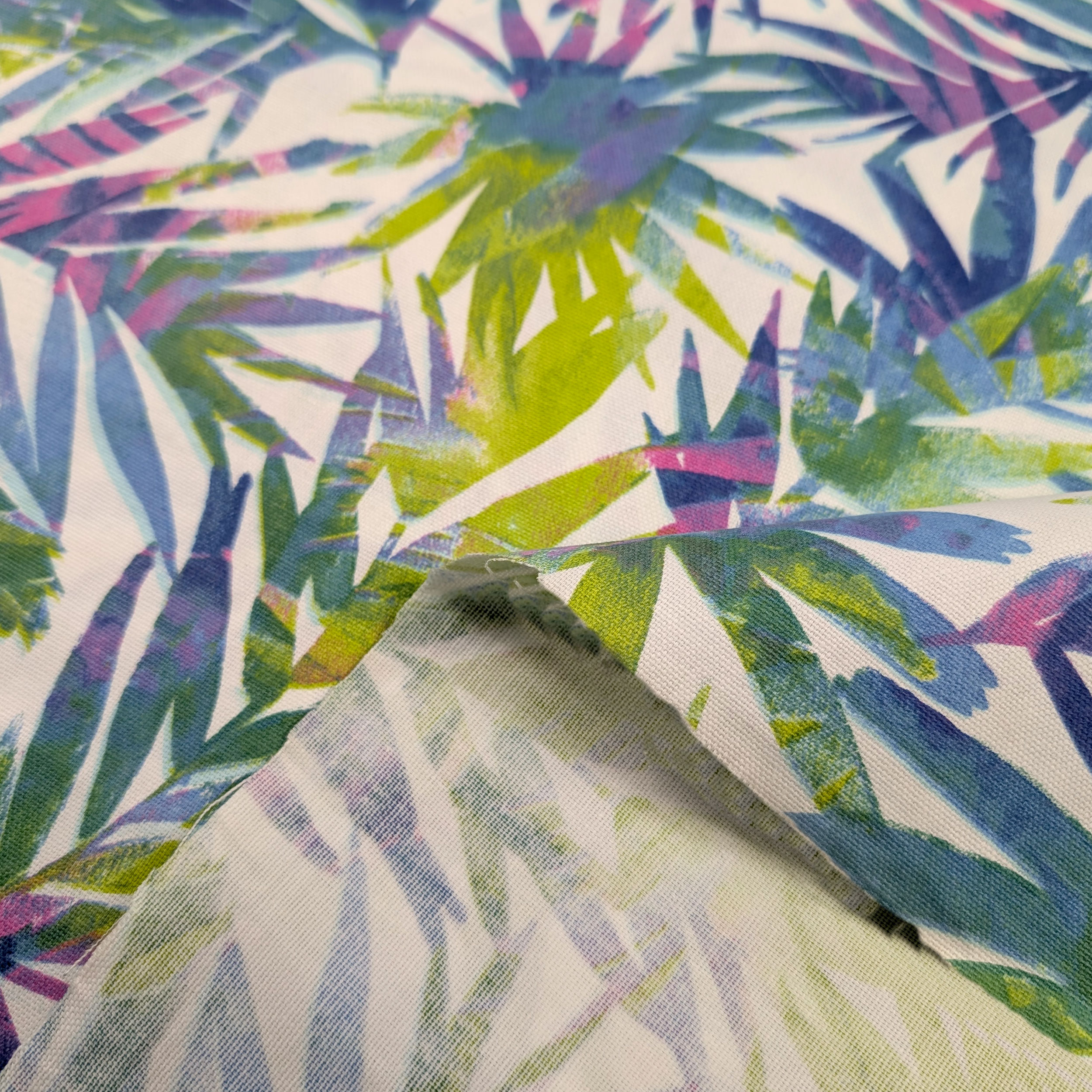 Panama Printed Tropical Leaves Cold Tones Image