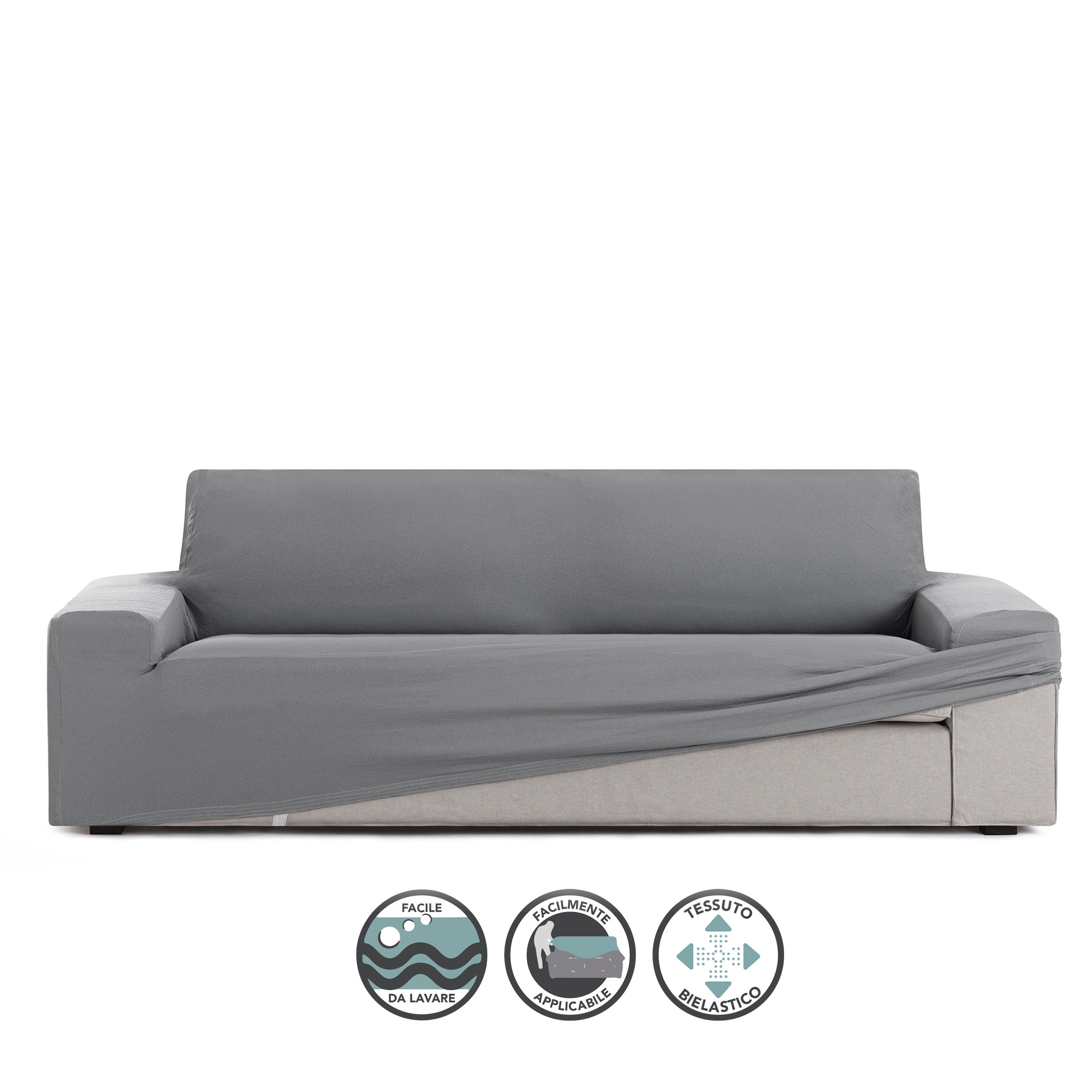 Bi-elastic Solid Grey Slipcover