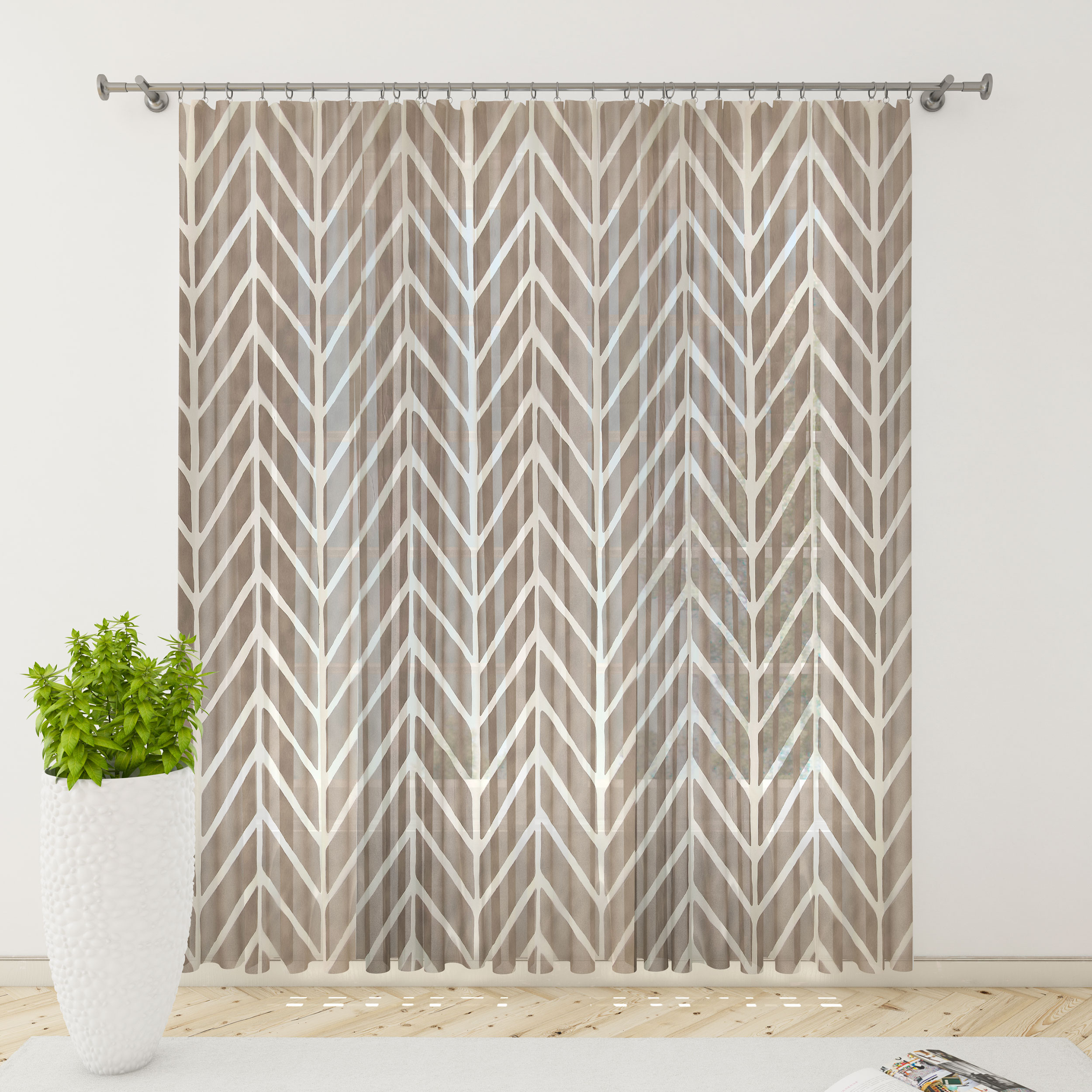 Tissu de rideau moderne Devorè gris tourterelle