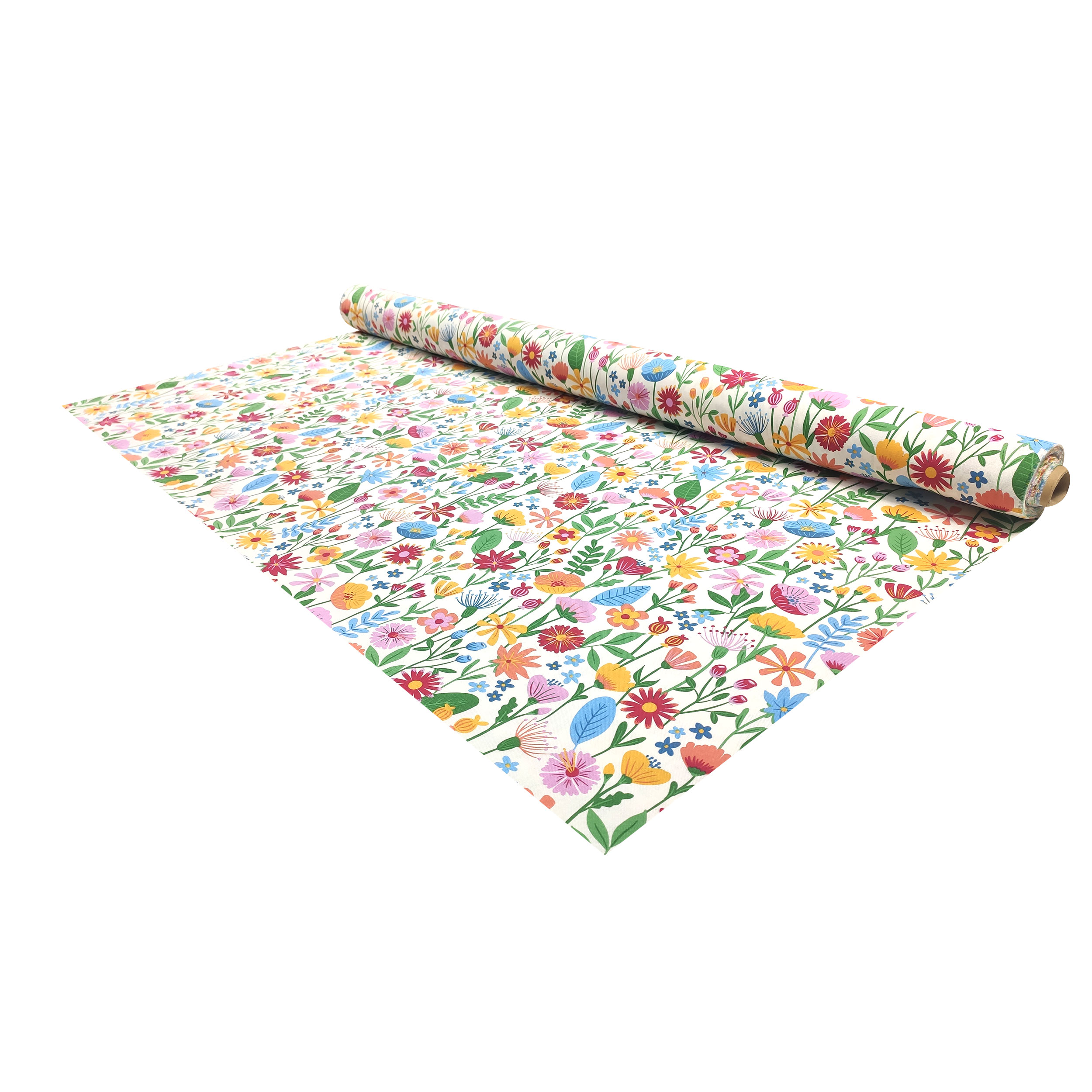 Panama Fabric Coloured Patterned Flowers Image