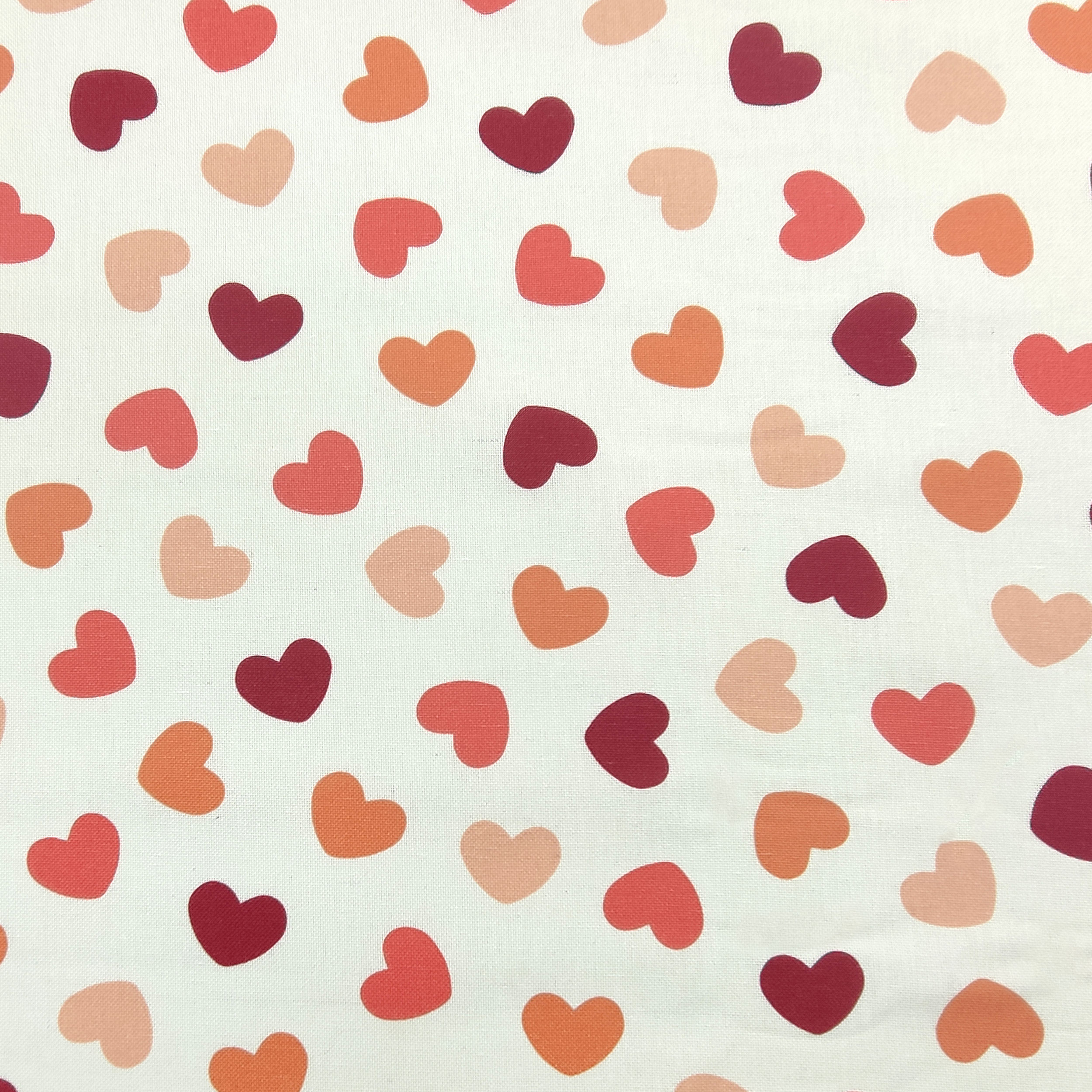 Panama fabric Hearts Red Tones Image