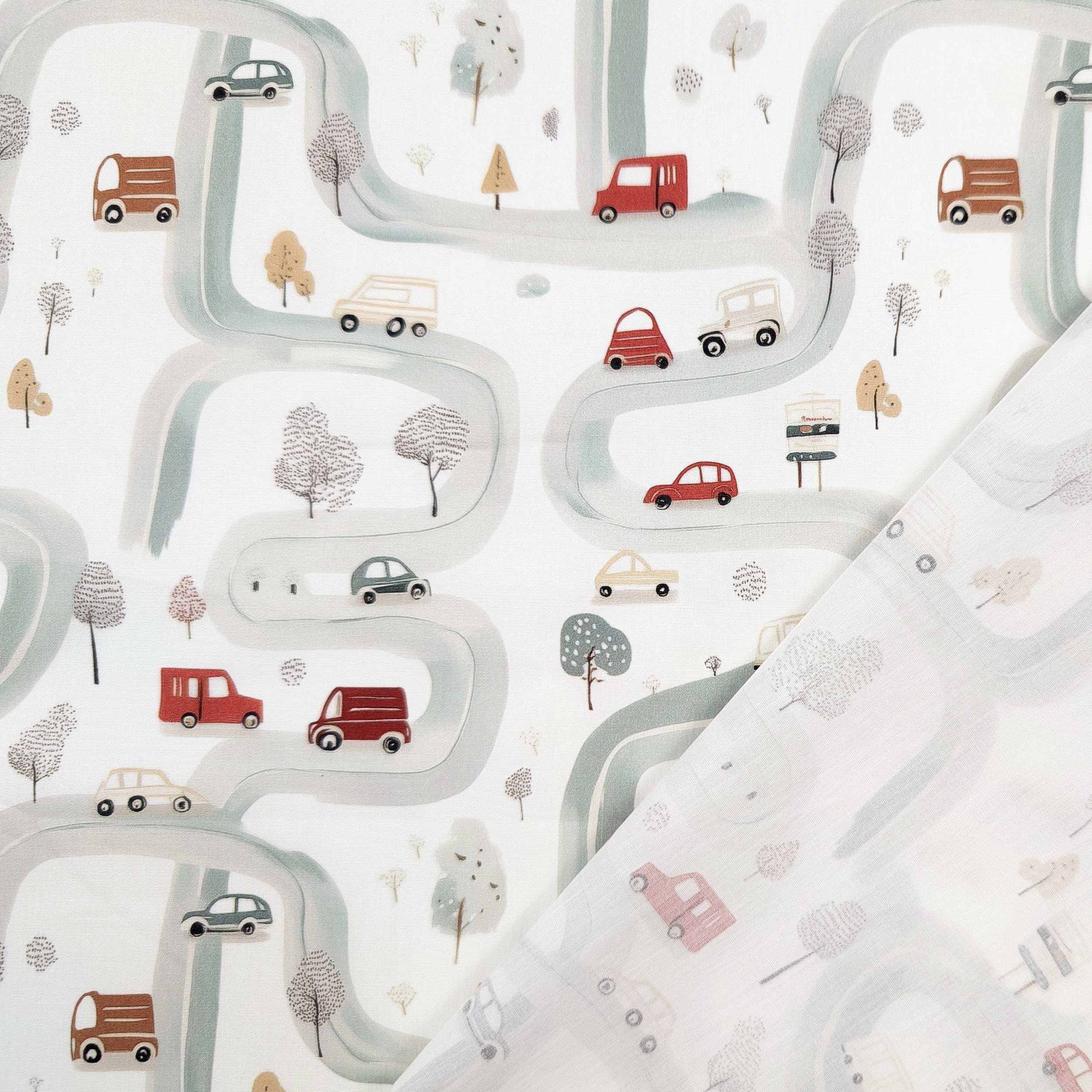 Poplin Cotton Road Machines Image