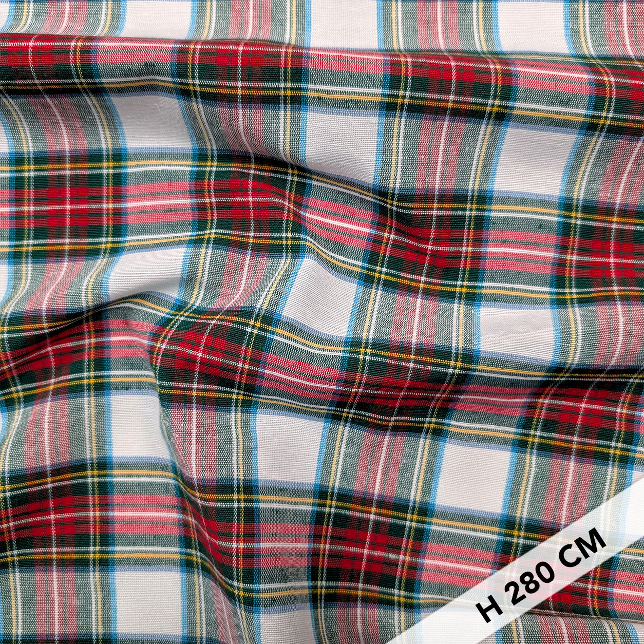 Medium White and Red Tartan Fabric Image