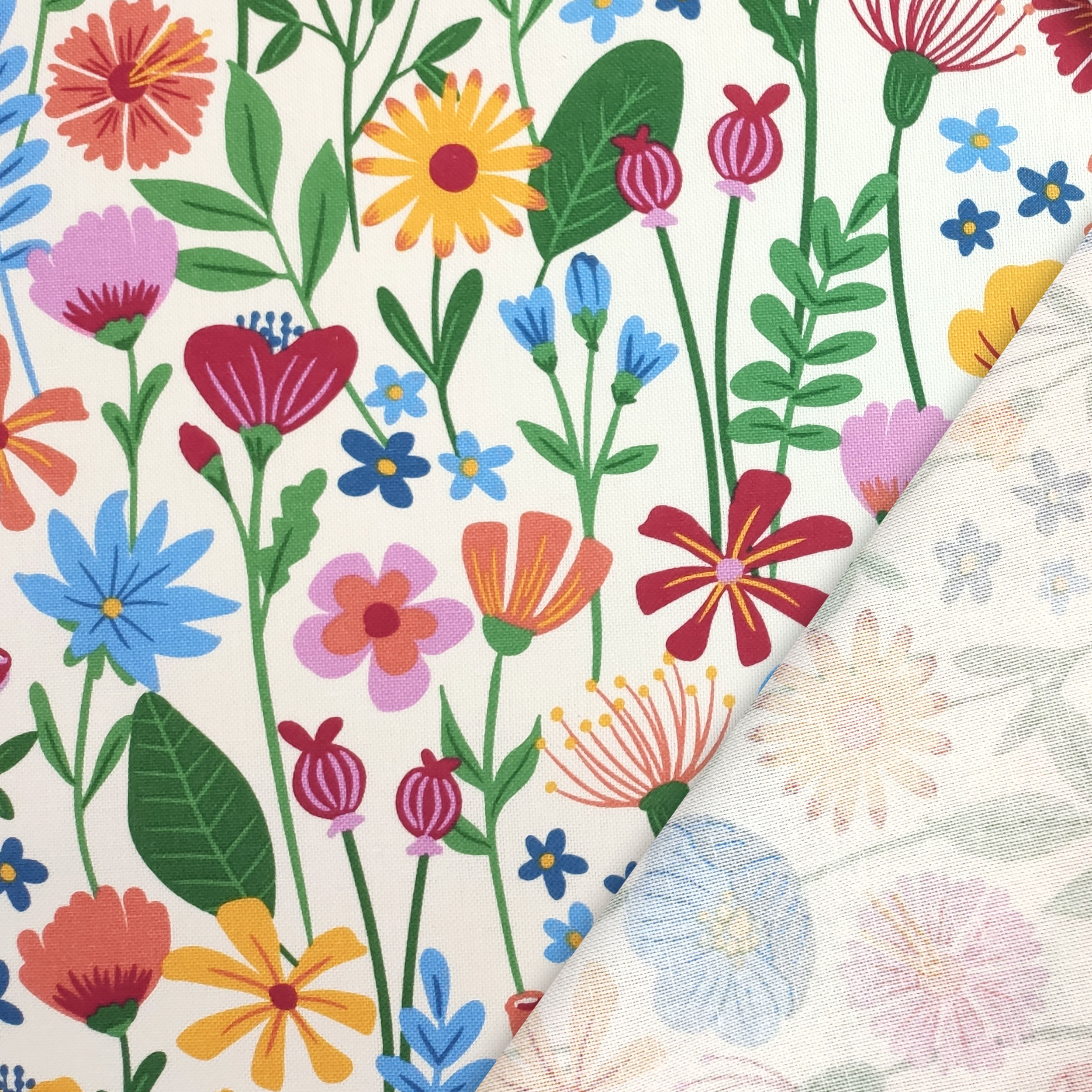 Panama Fabric Coloured Patterned Flowers Image